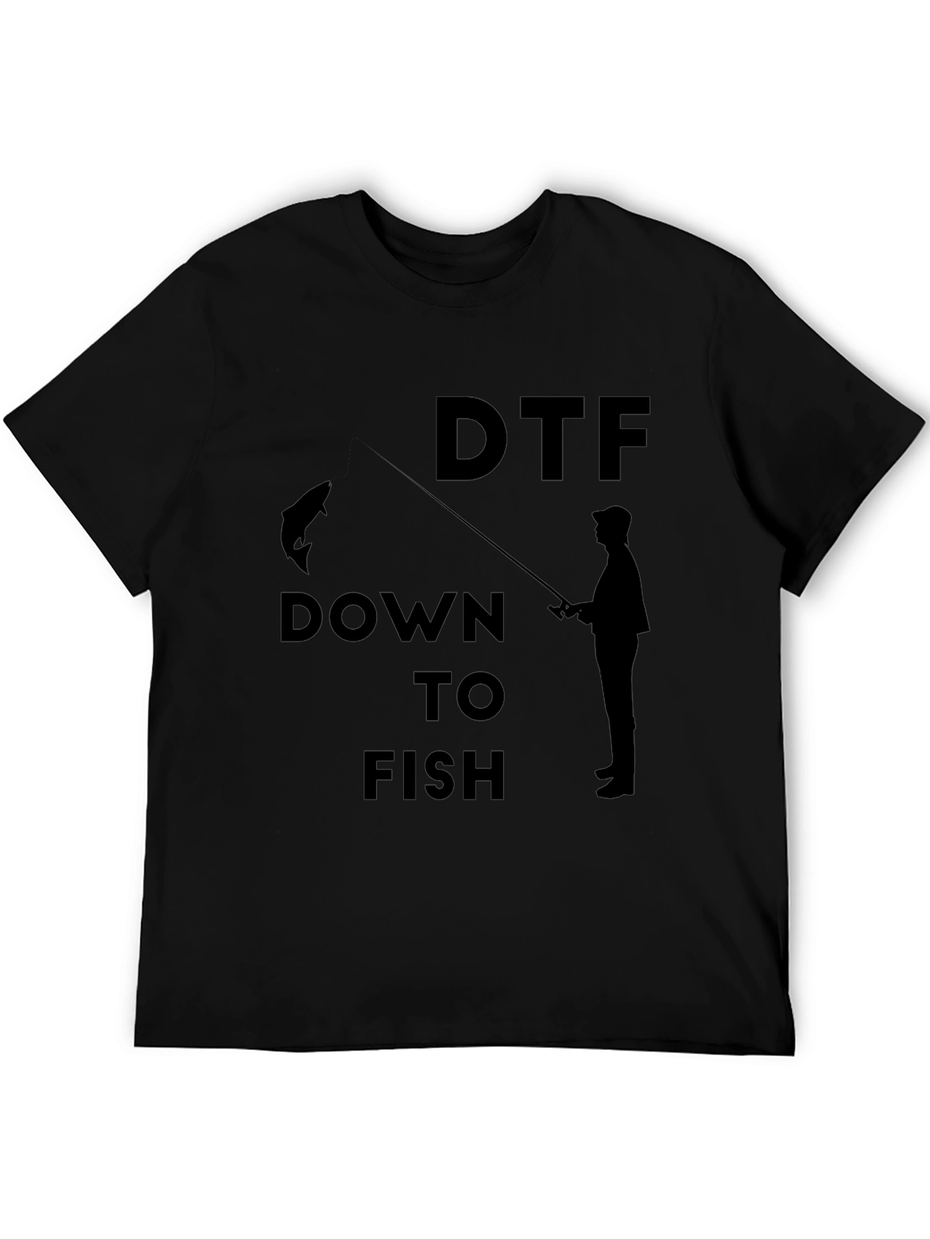 DTF Down to Fish Graphic Black T-Shirt