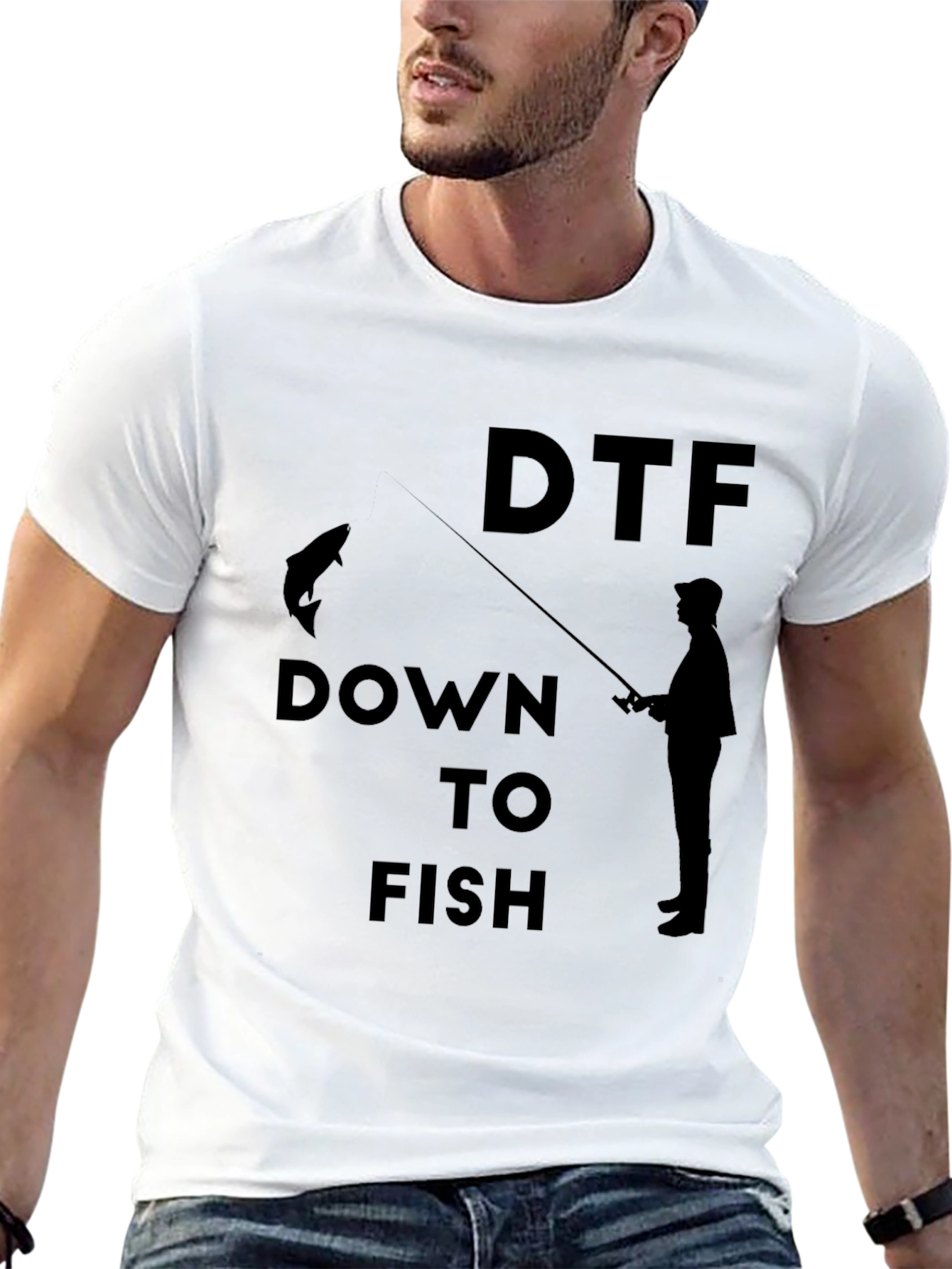 DTF Down to Fish Graphic Black T-Shirt