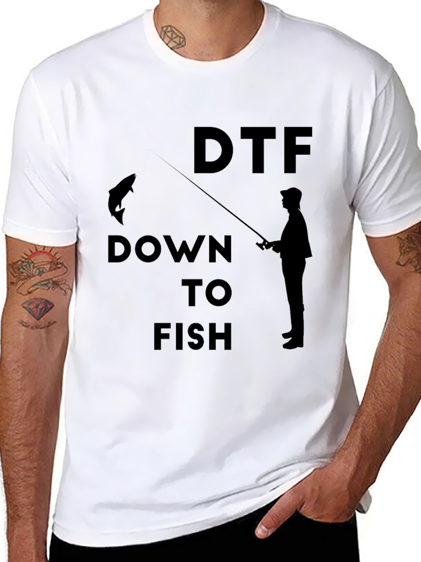 DTF Down to Fish Graphic Black T-Shirt