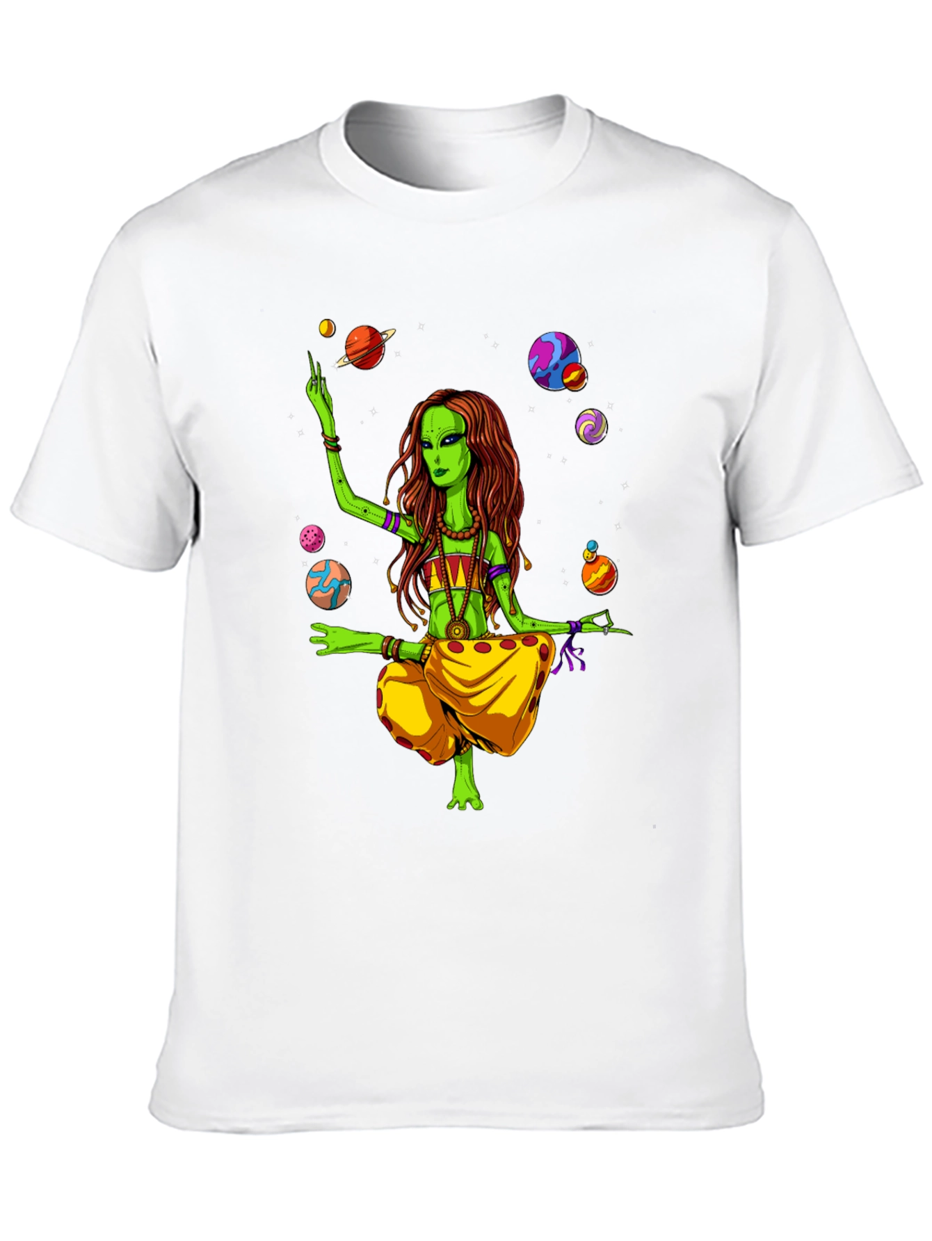 Alien Yoga Planets Graphic T-Shirt