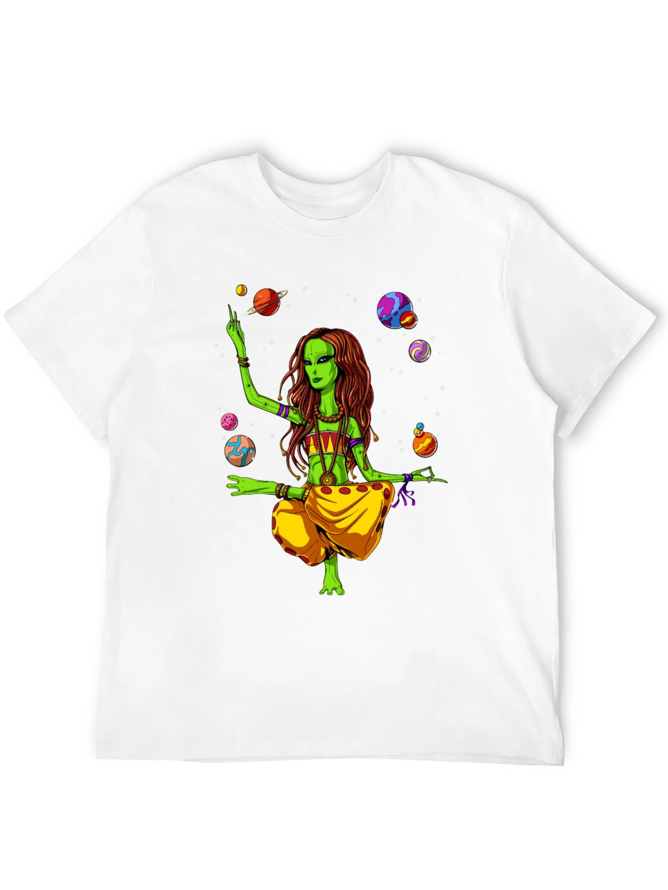 Alien Yoga Planets Graphic T-Shirt