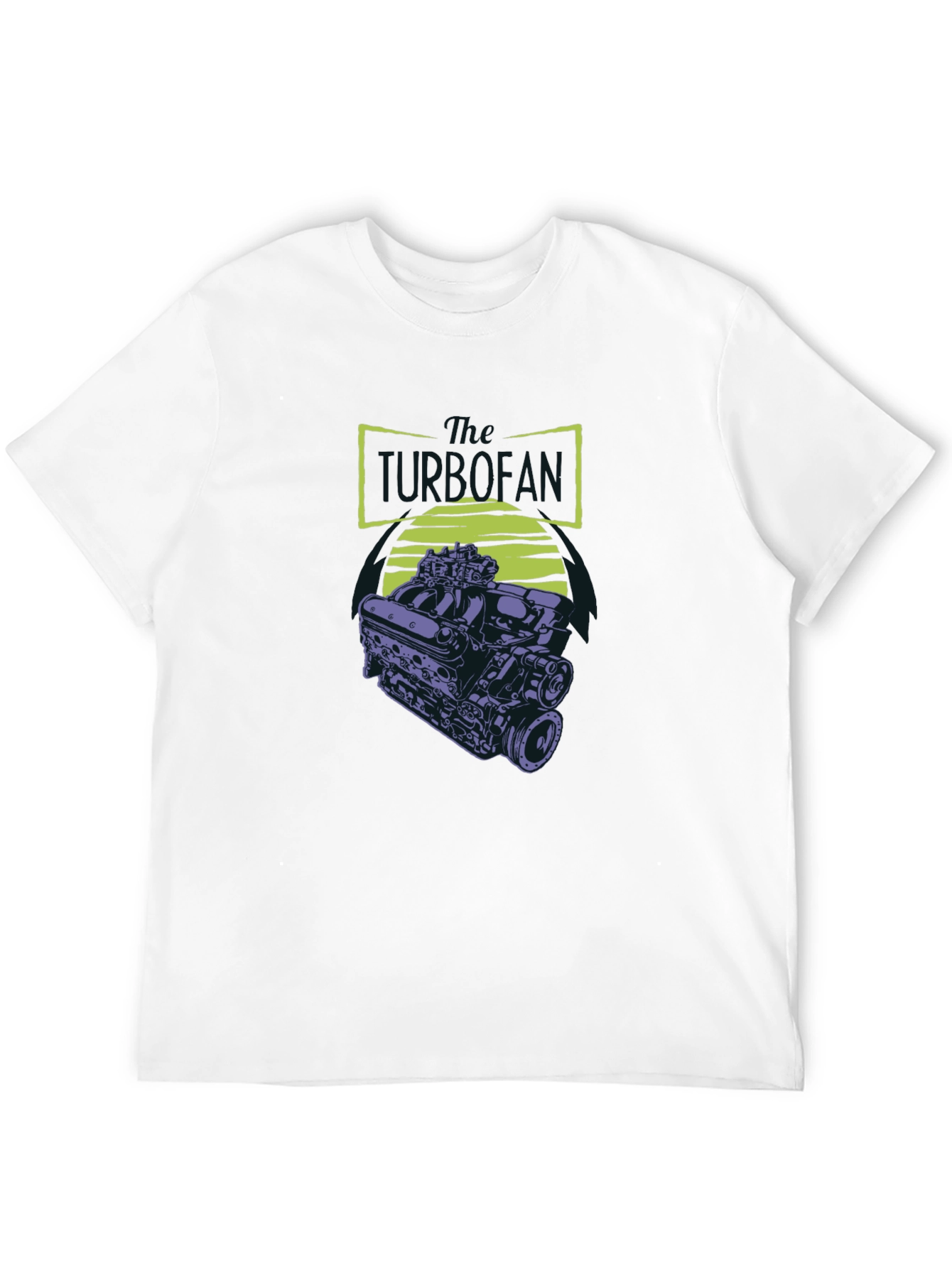 Black T-Shirt with Engine Graphic