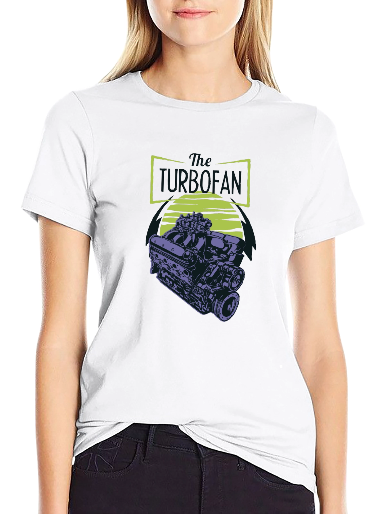 Black T-Shirt with Engine Graphic