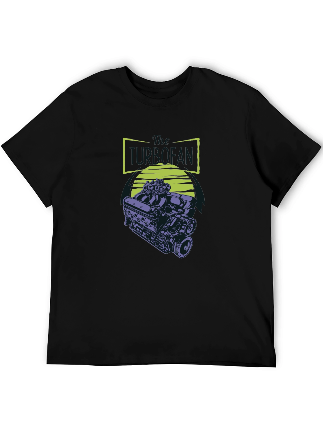 Black T-Shirt with Engine Graphic