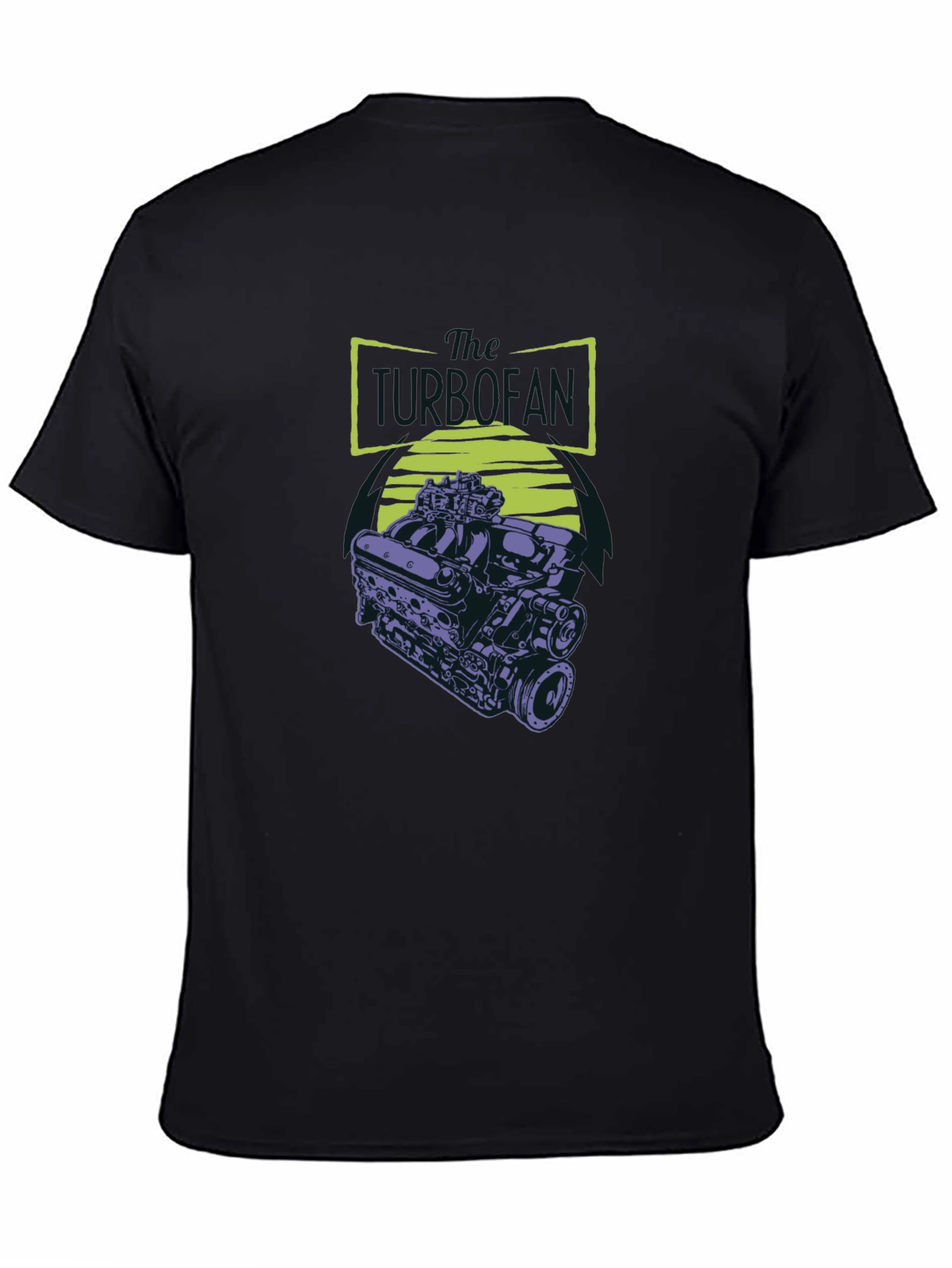 Black T-Shirt with Engine Graphic