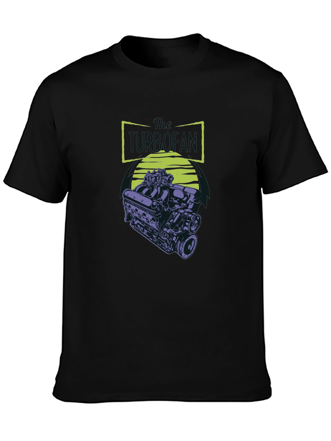 Black T-Shirt with Engine Graphic