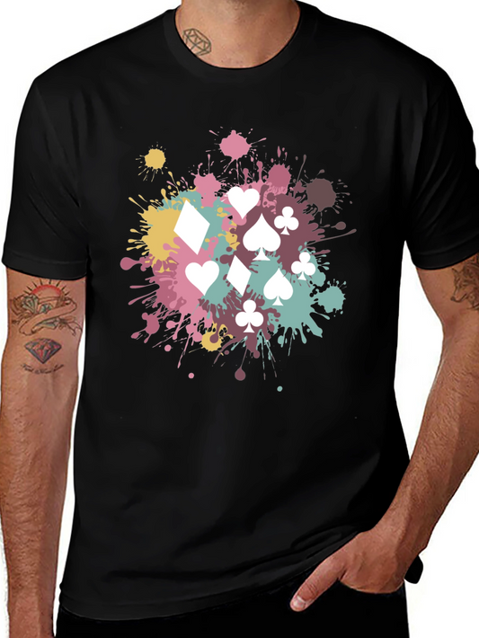 Ace in the Hole T-Shirt - Paint Splatter Card Suits Design