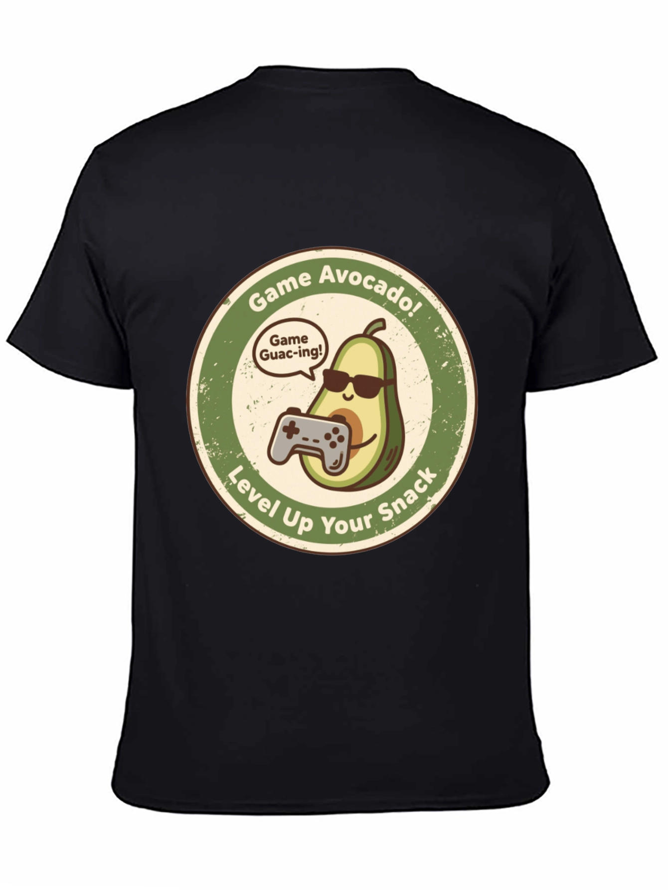 Game Avocado Black Graphic T-Shirt