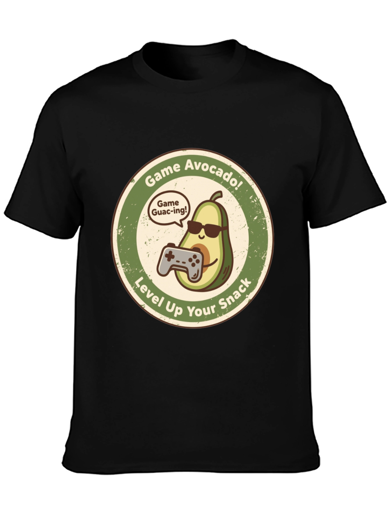Game Avocado Black Graphic T-Shirt