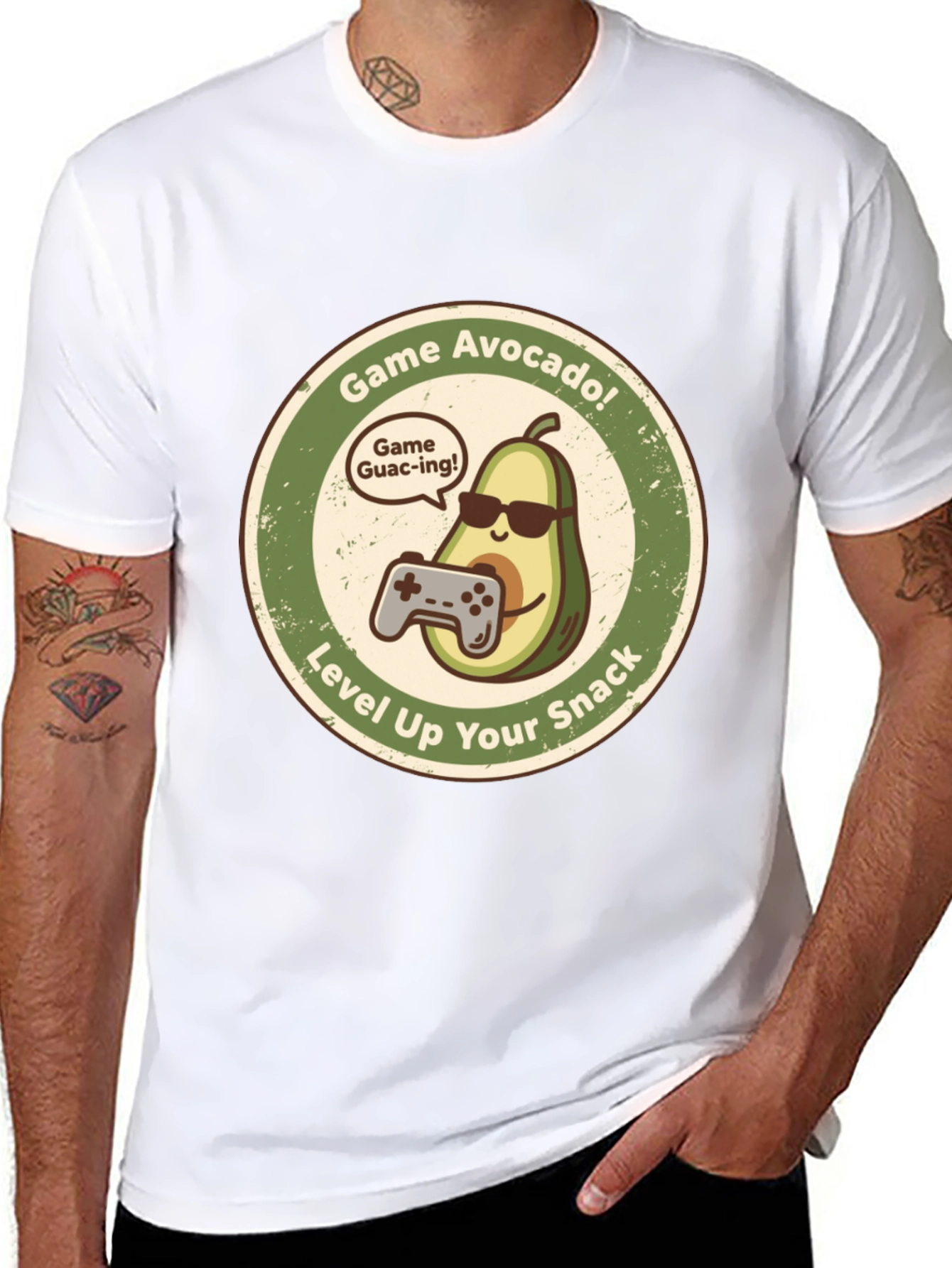 Game Avocado Black Graphic T-Shirt