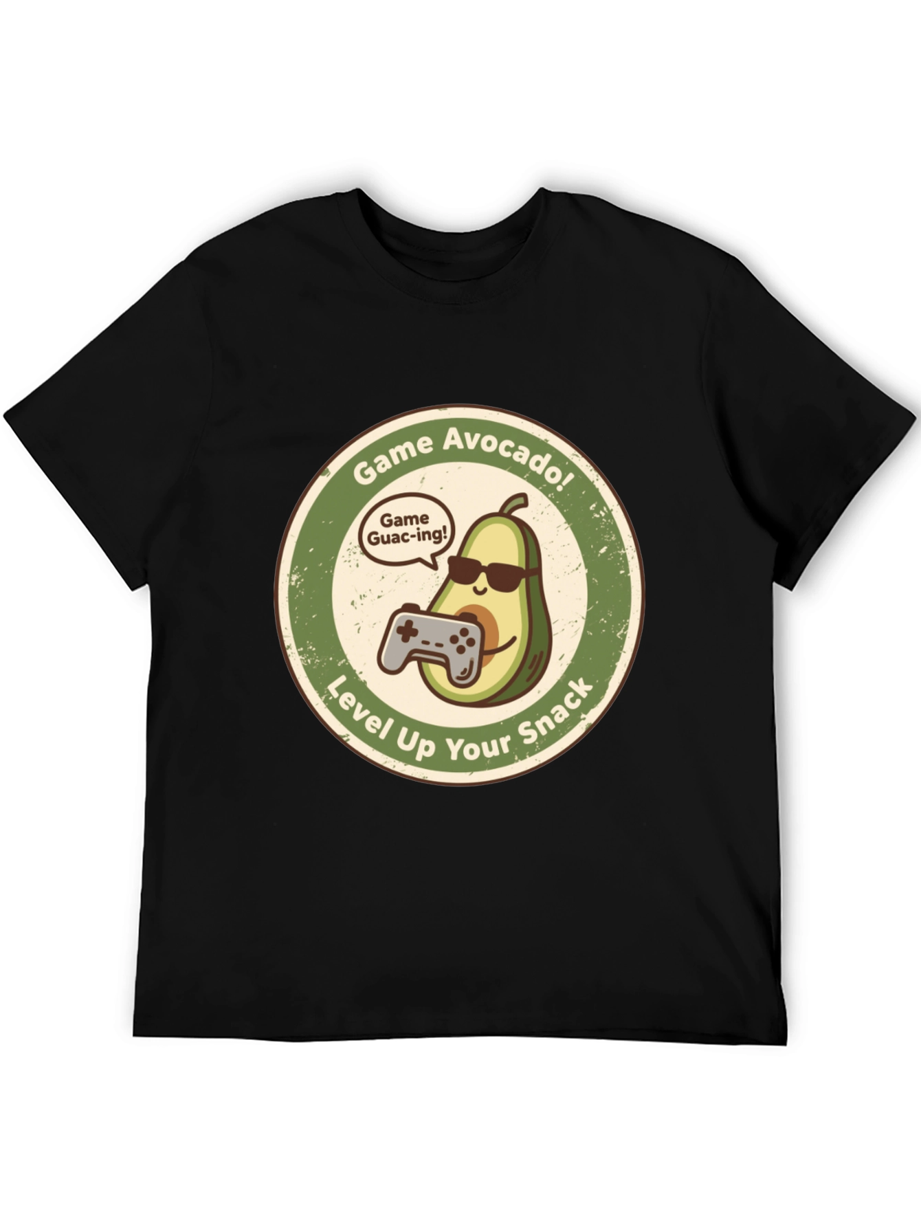 Game Avocado Black Graphic T-Shirt
