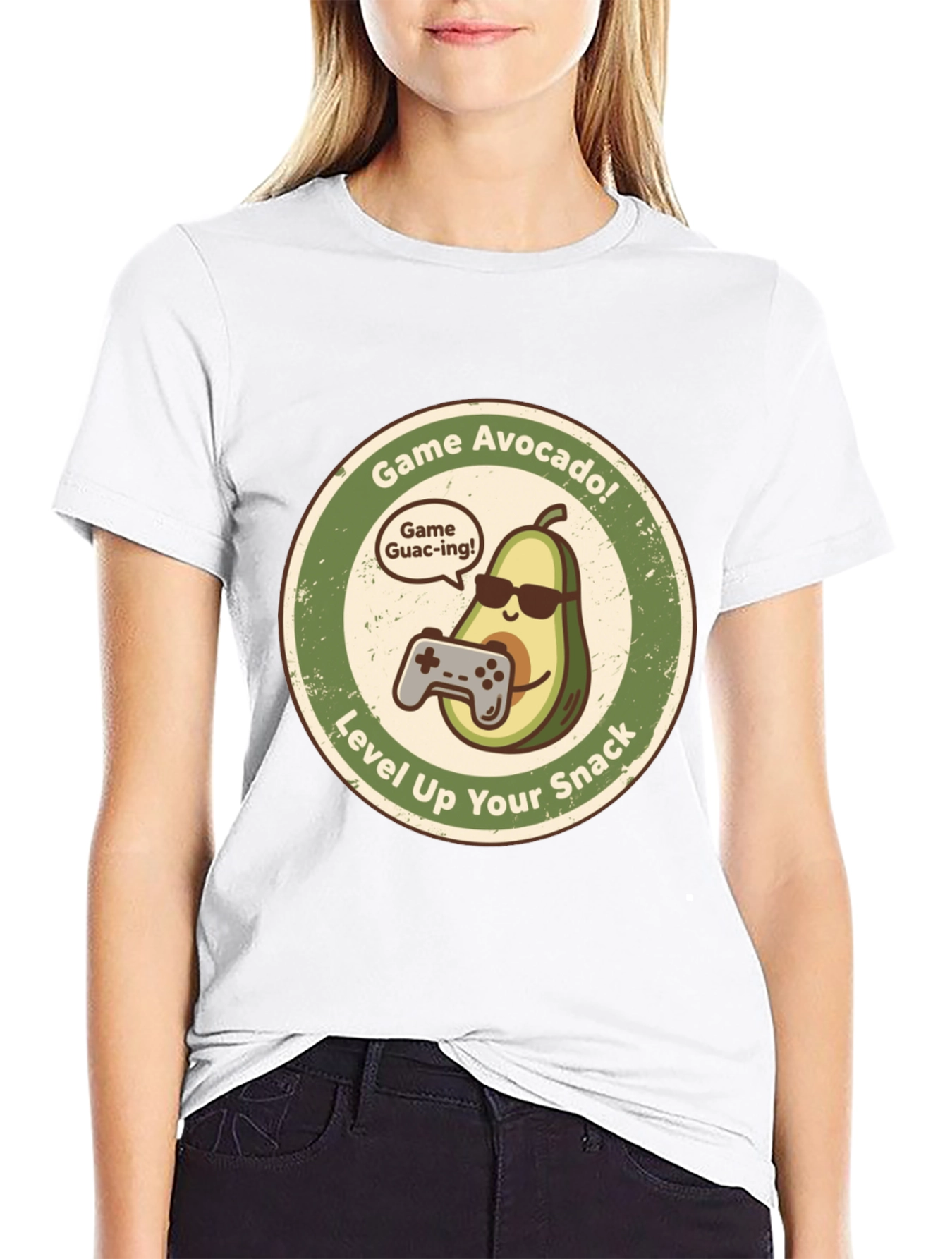 Game Avocado Black Graphic T-Shirt