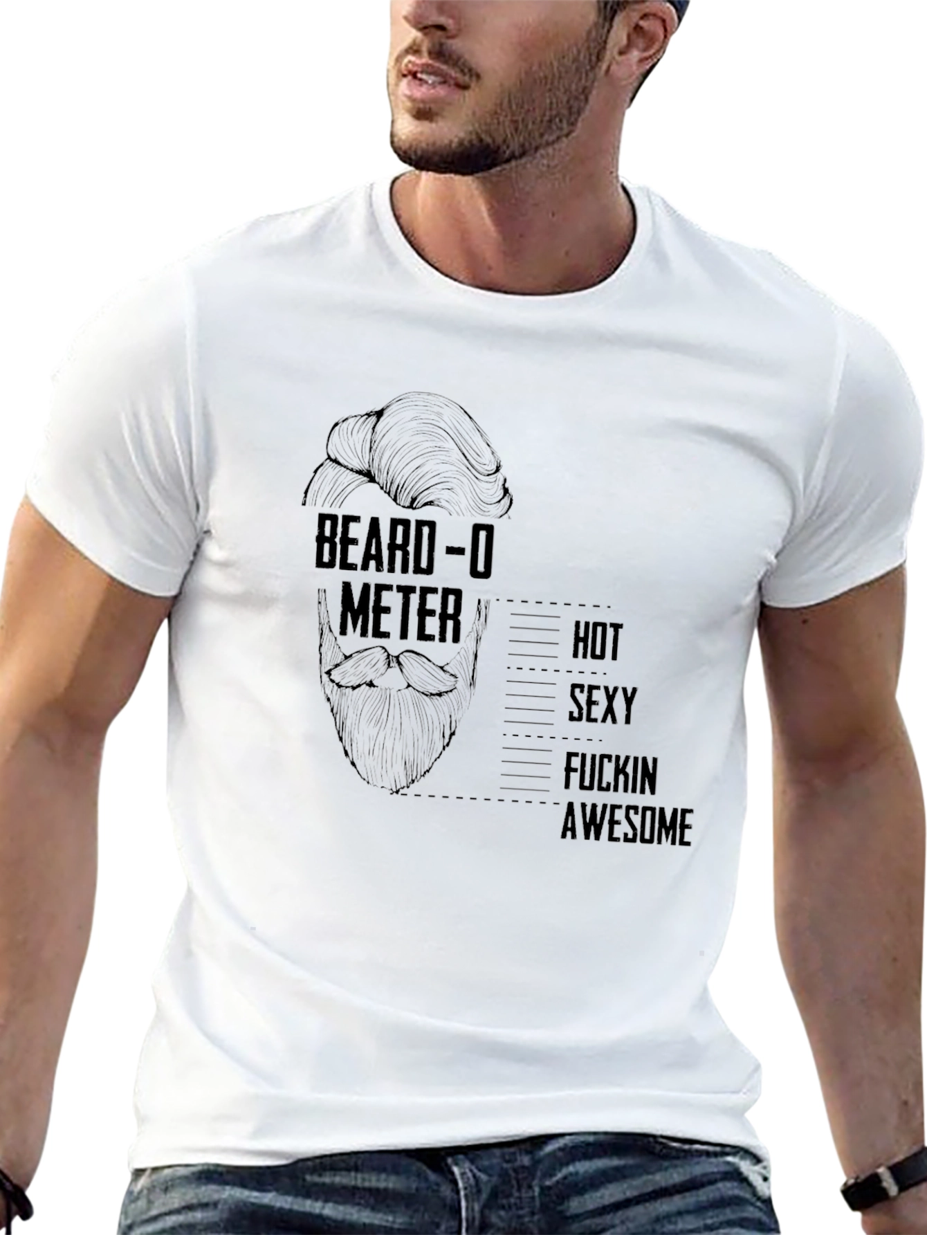 Beard-O-Meter Graphic Tee - Funny Mens T-Shirt