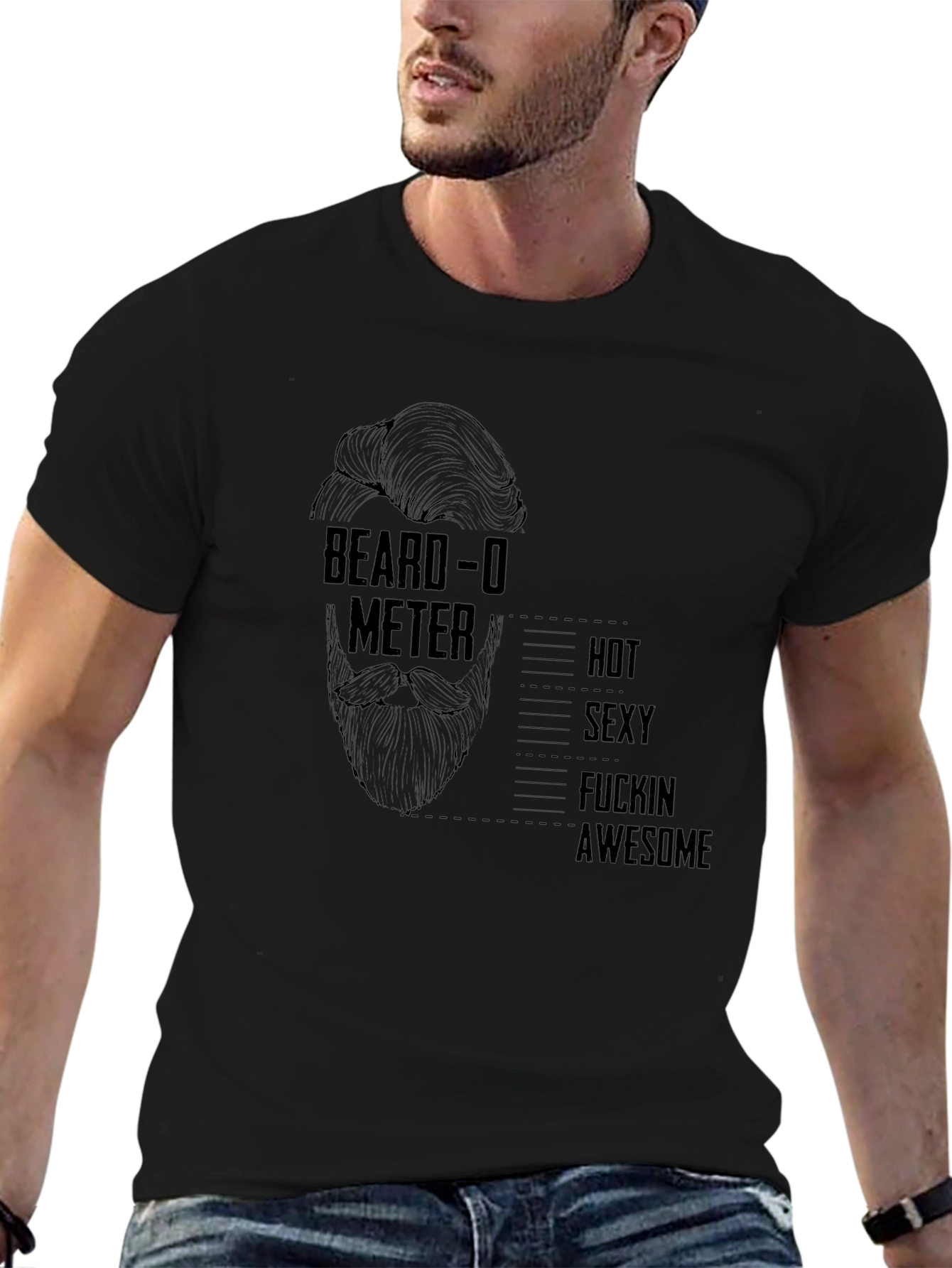 Beard-O-Meter Graphic Tee - Funny Mens T-Shirt
