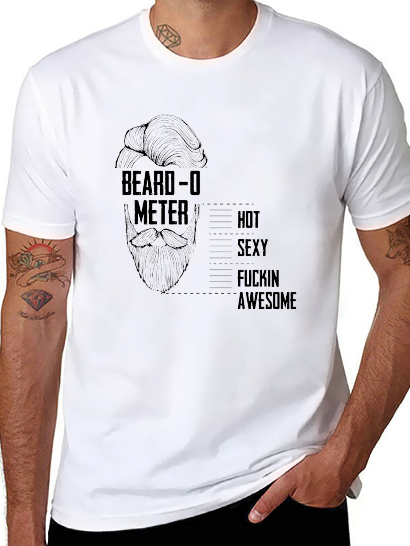 Beard-O-Meter Graphic Tee - Funny Mens T-Shirt