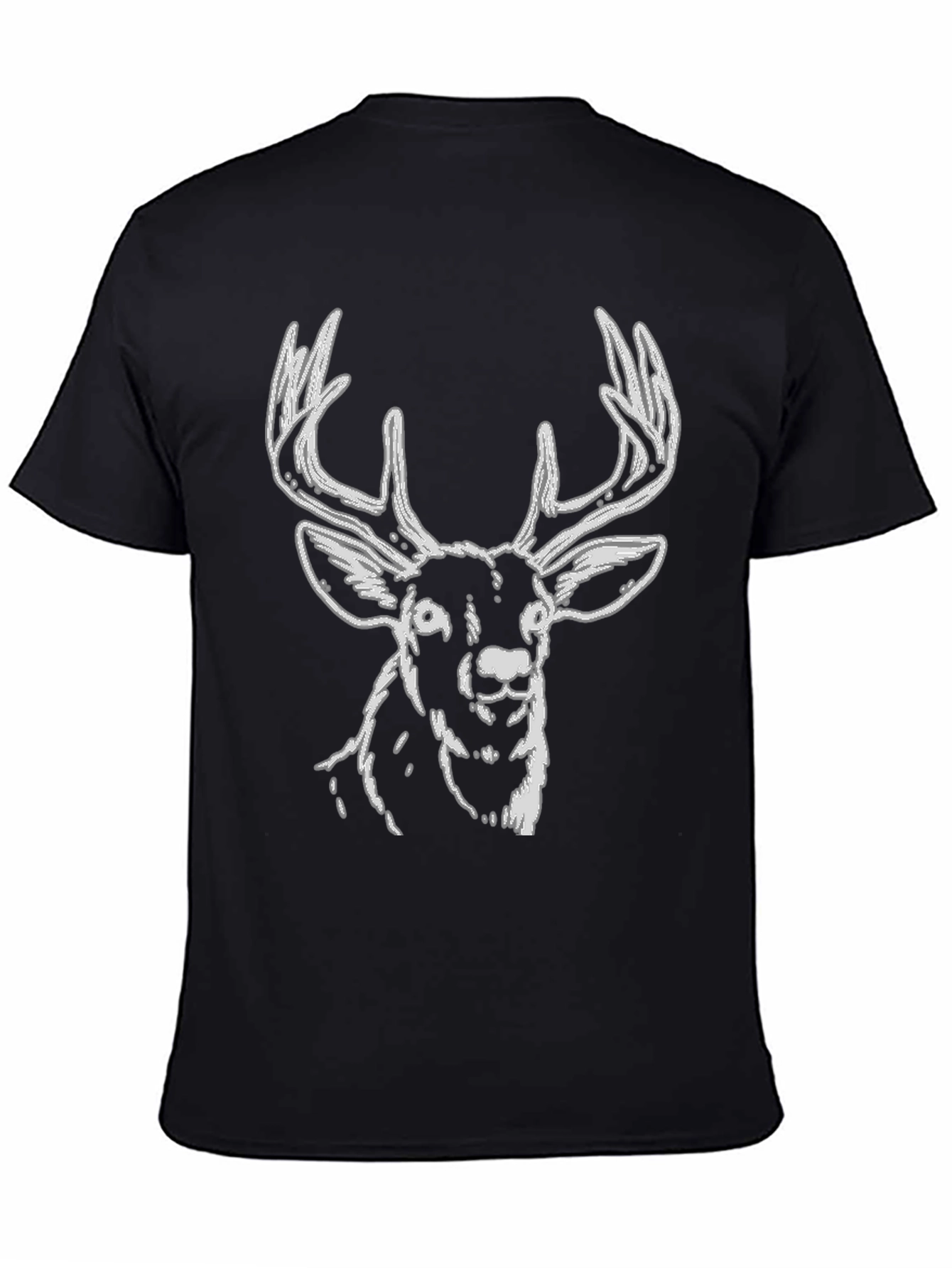Deer Graphic Tee - Black Cotton Casual Style