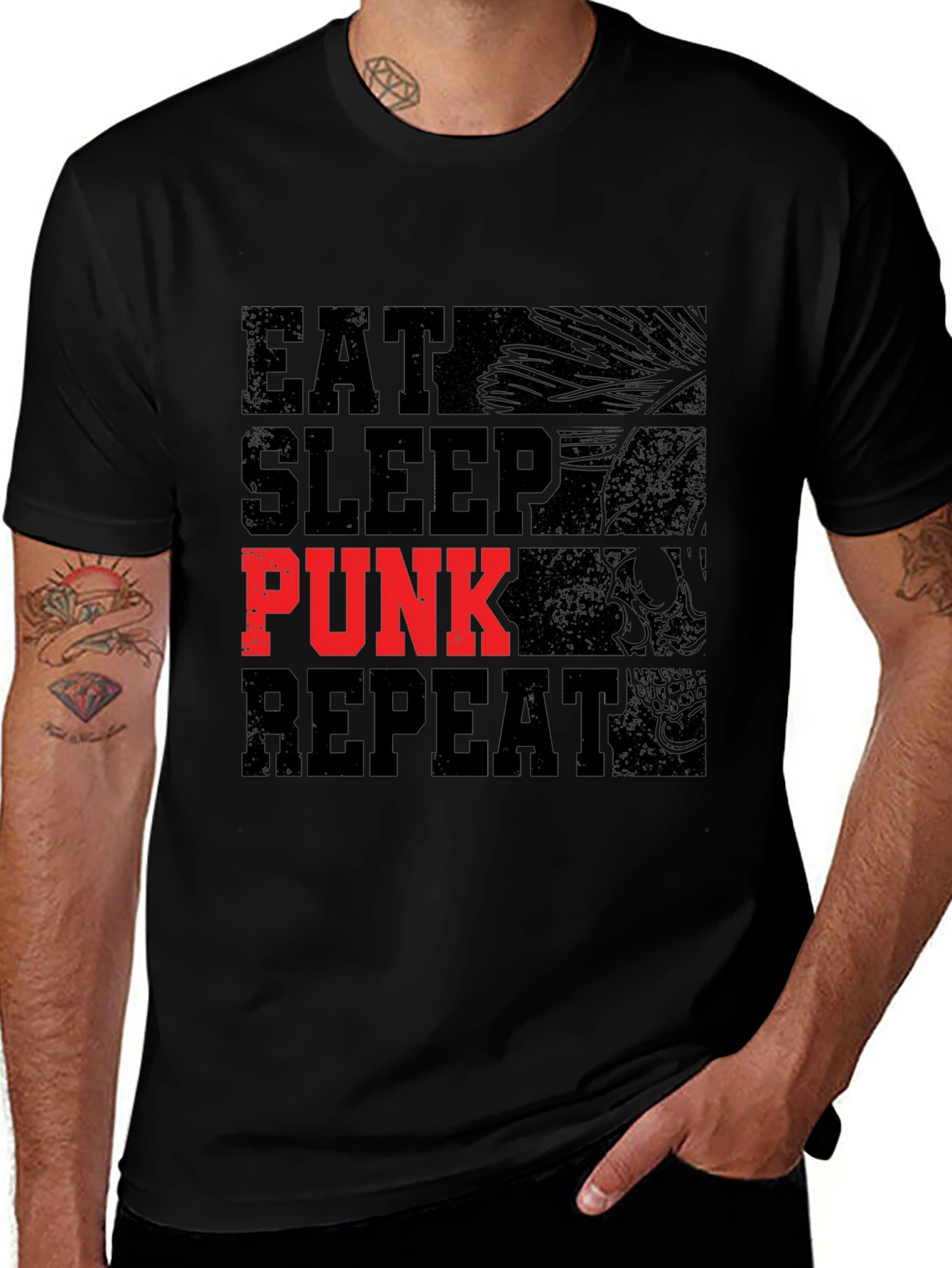 Eat Sleep Punk Repeat Black T-Shirt