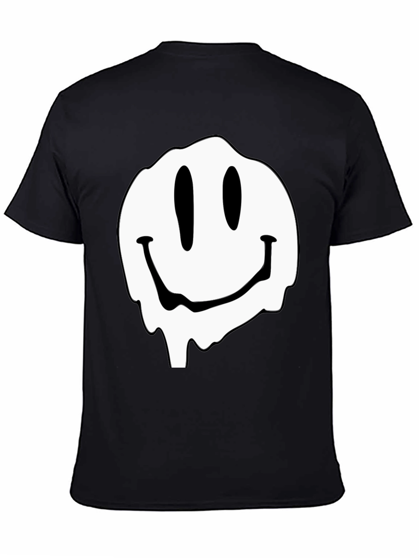 Melting Smiley Face Graphic Black T-Shirt
