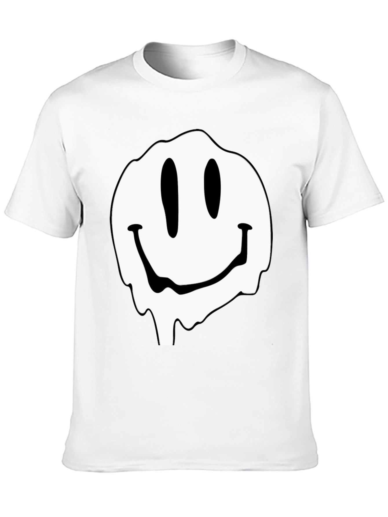Melting Smiley Face Graphic Black T-Shirt
