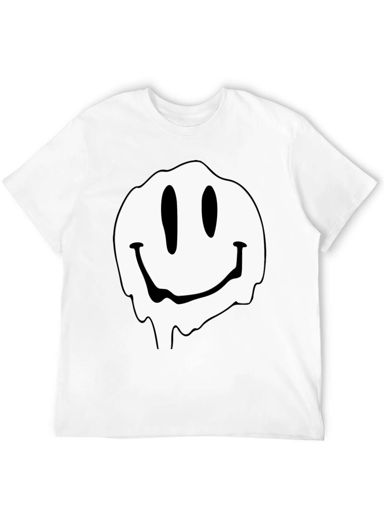 Melting Smiley Face Graphic Black T-Shirt