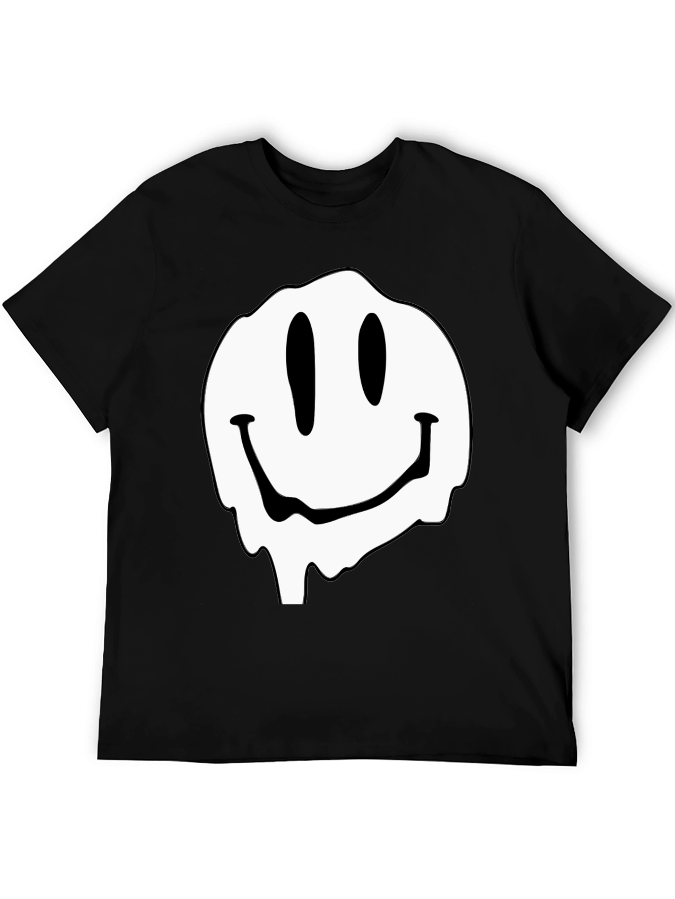 Melting Smiley Face Graphic Black T-Shirt