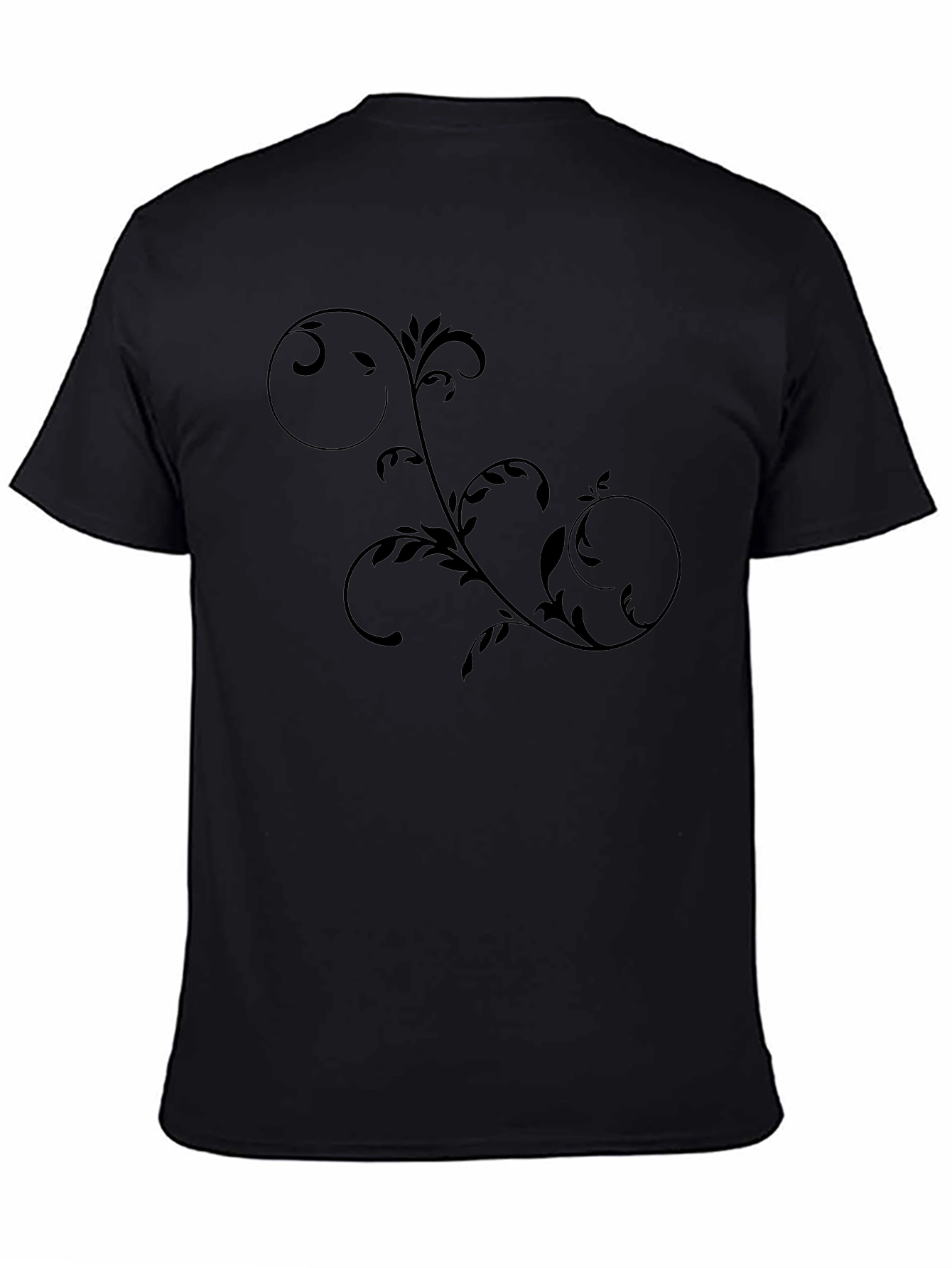 Stylish Black T-Shirt with Vine Design