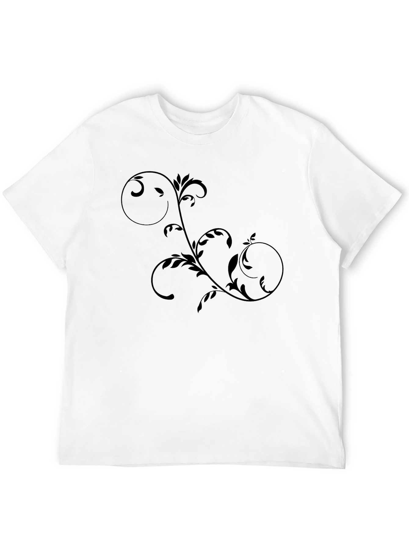 Stylish Black T-Shirt with Vine Design