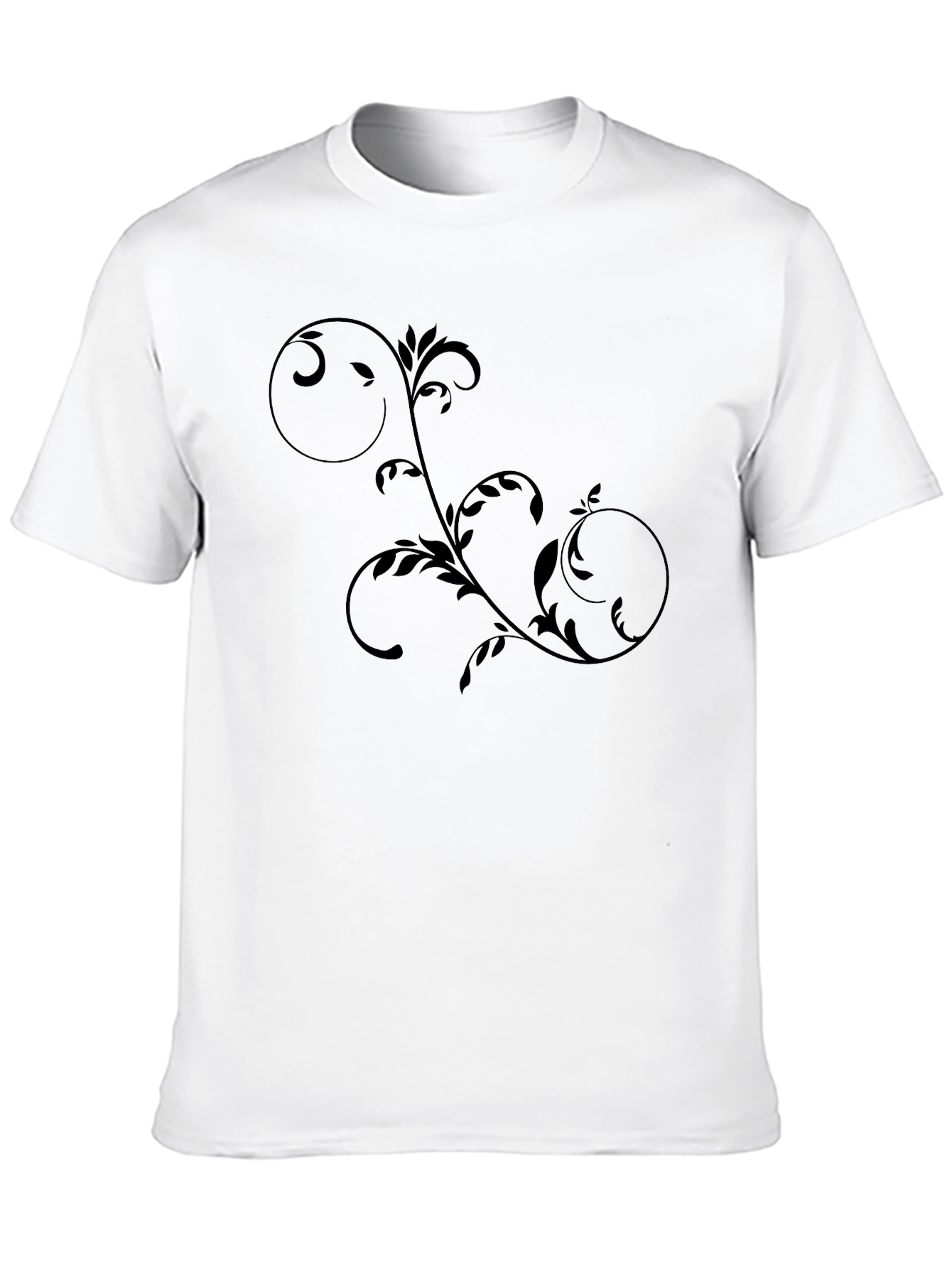 Stylish Black T-Shirt with Vine Design