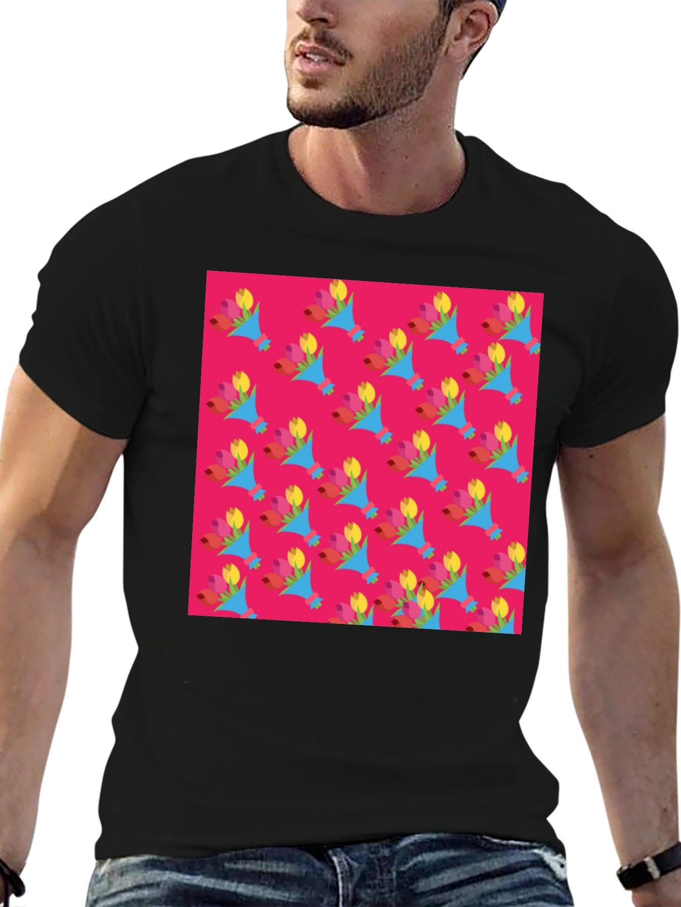 Floral Pattern Crew Neck T-Shirt