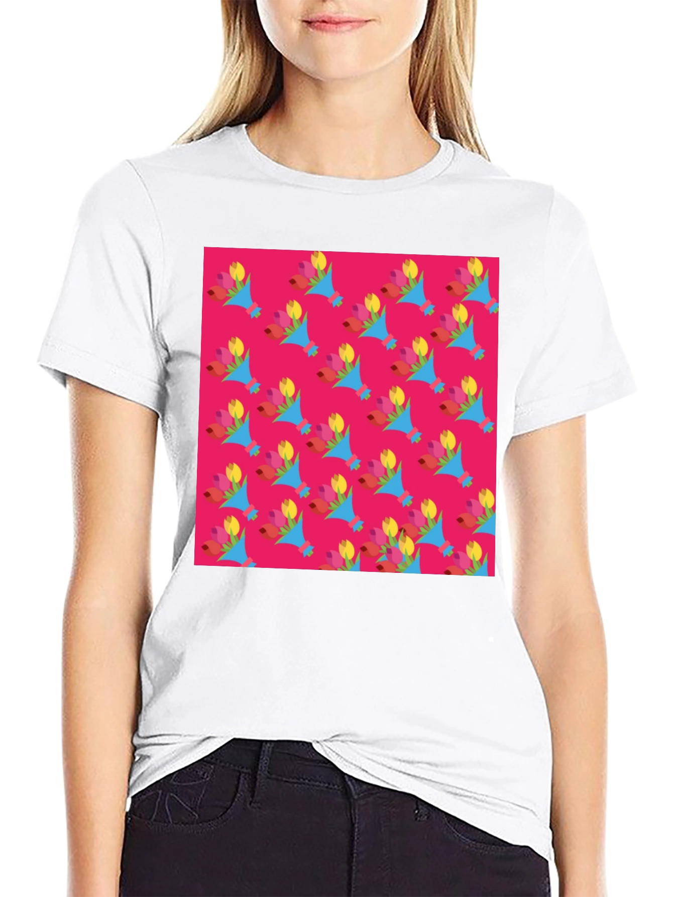 Floral Pattern Crew Neck T-Shirt