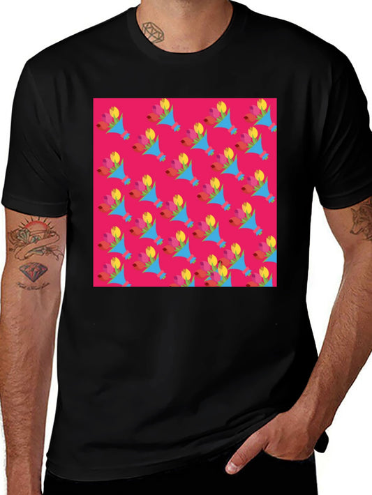 Floral Pattern Crew Neck T-Shirt