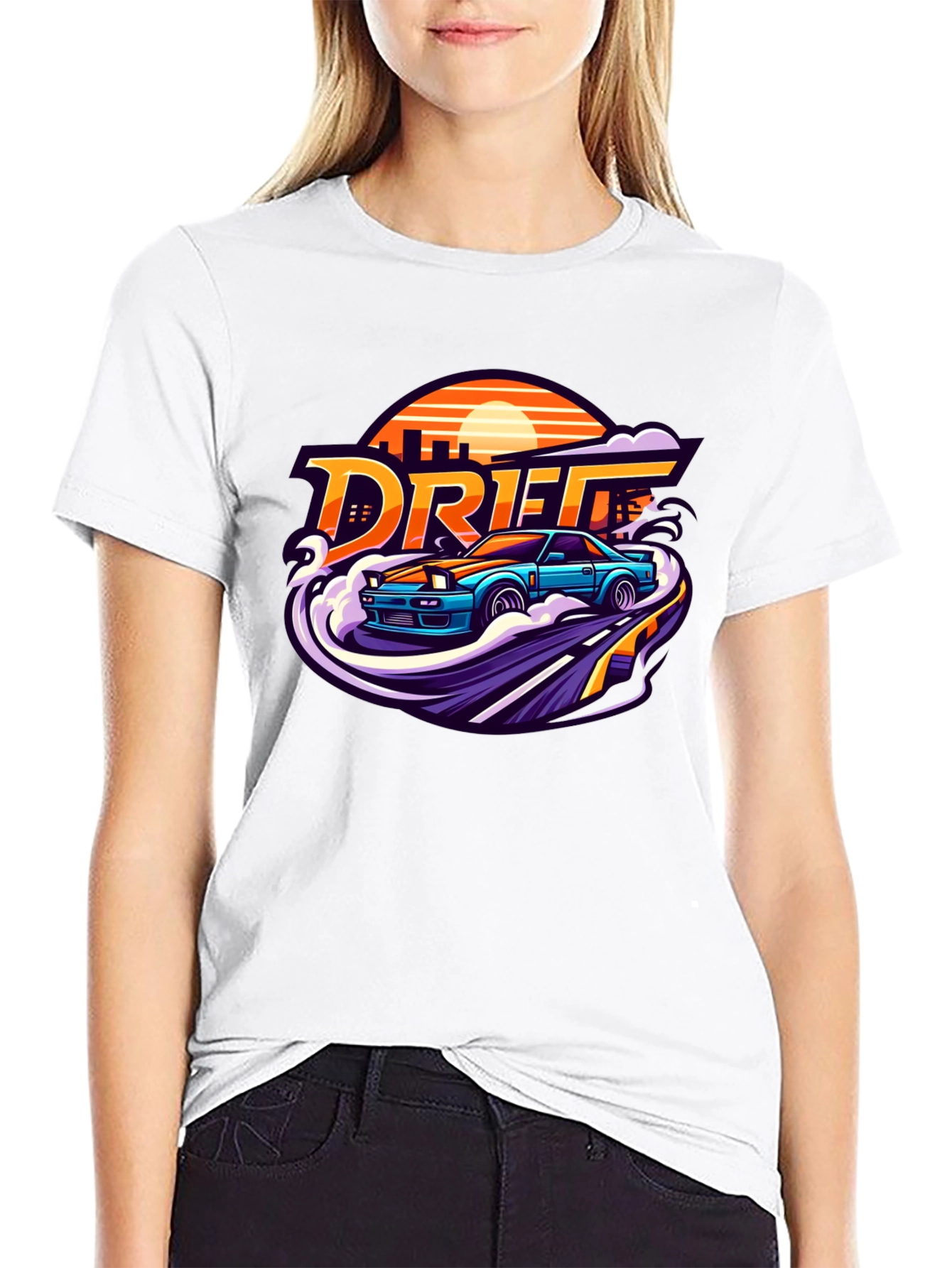 Drift Car Graphic Tee - Retro Style