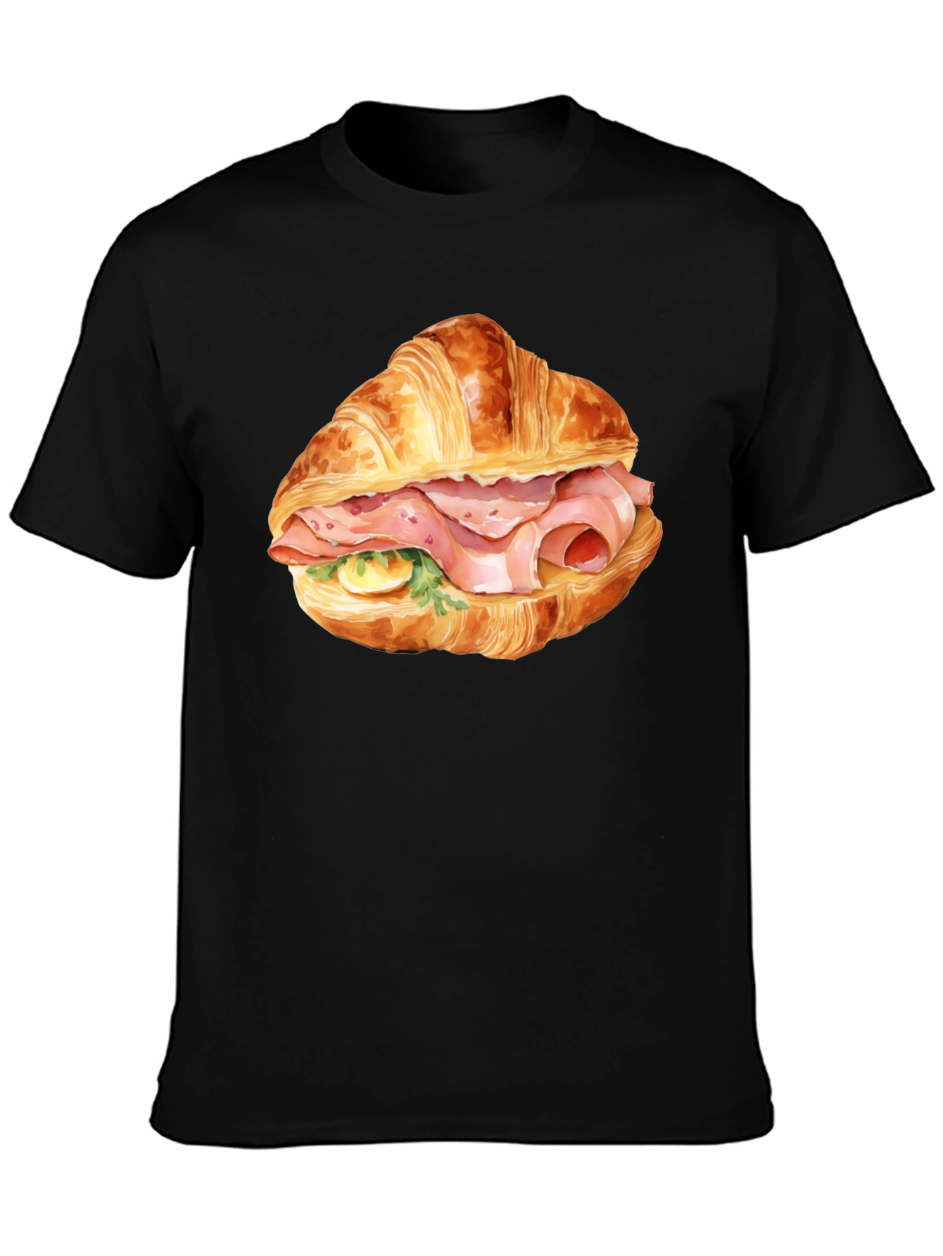 Croissant Sandwich Graphic Tee - Black T-Shirt