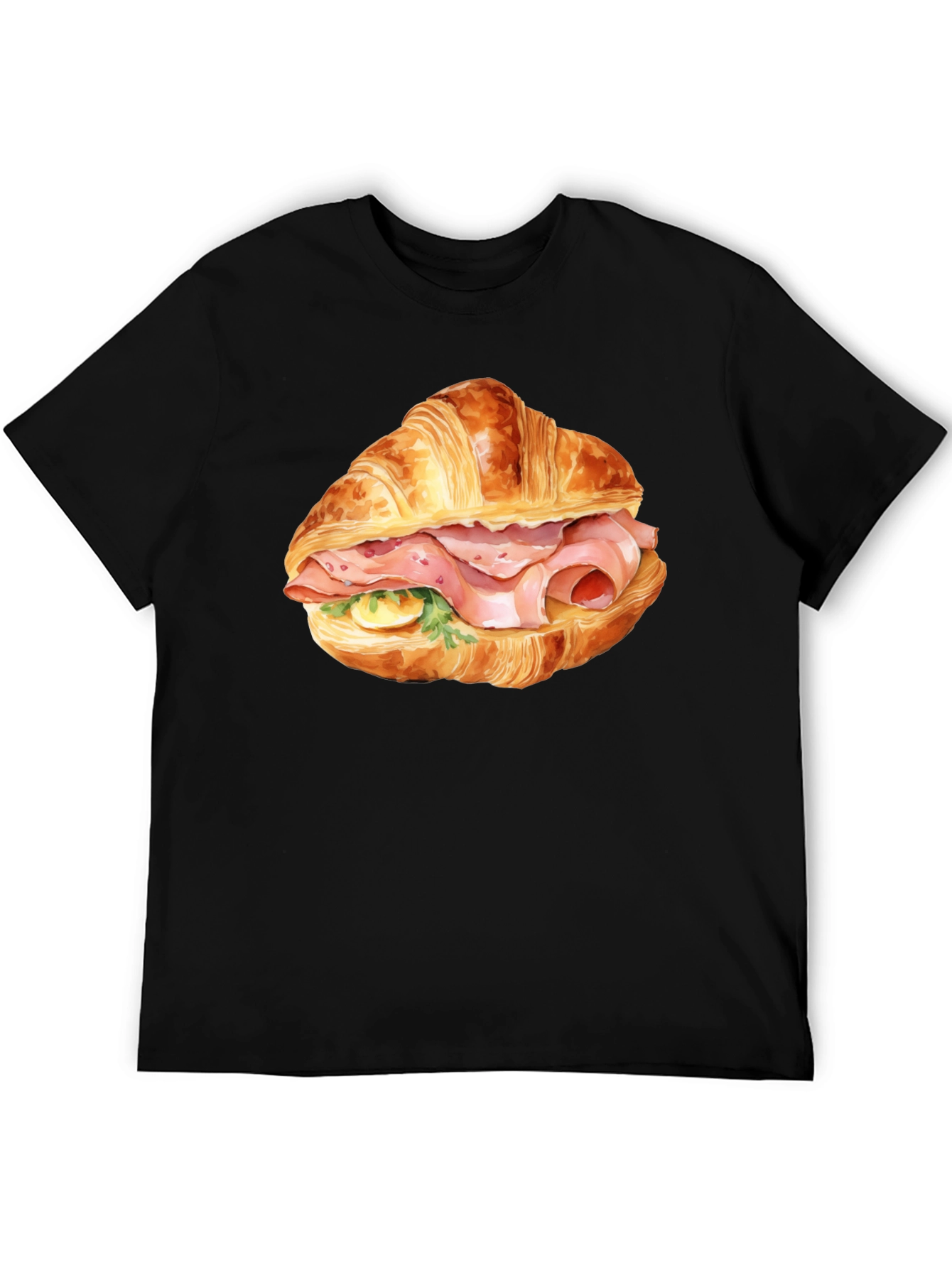 Croissant Sandwich Graphic Tee - Black T-Shirt