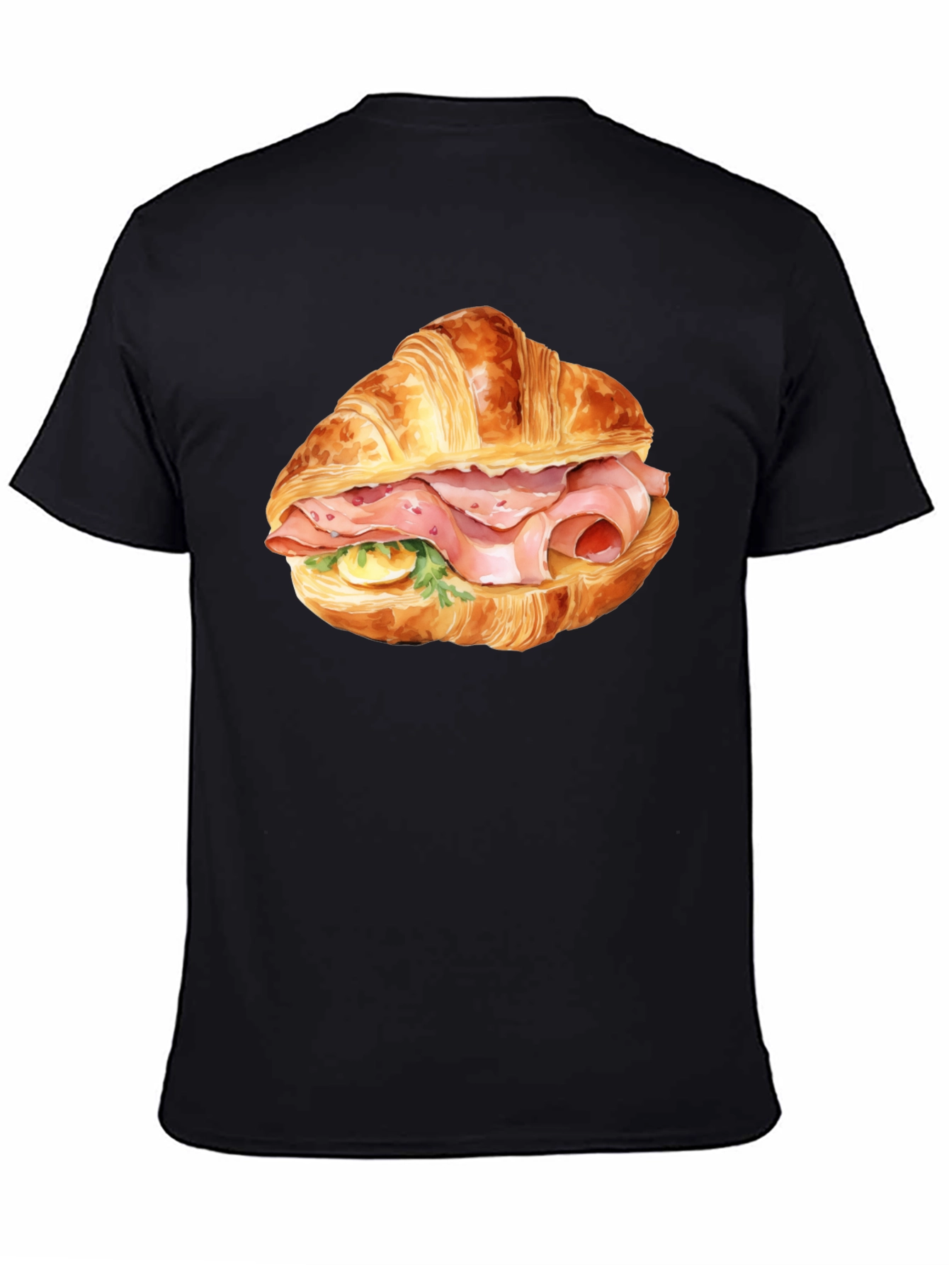 Croissant Sandwich Graphic Tee - Black T-Shirt