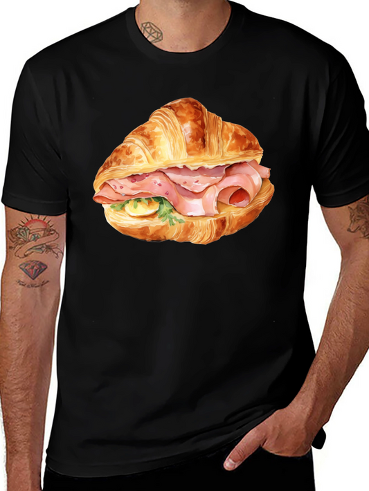 Croissant Sandwich Graphic Tee - Black T-Shirt