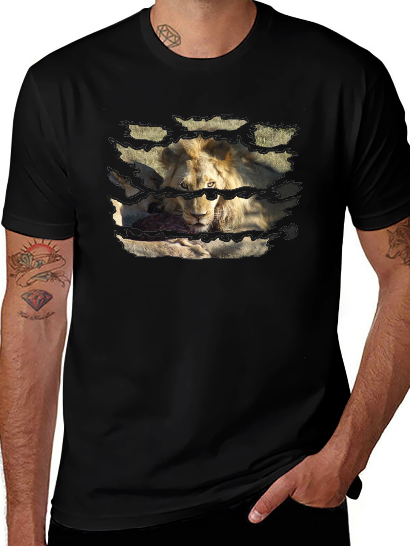 Lion King T-Shirt - Ripped Graphic Tee