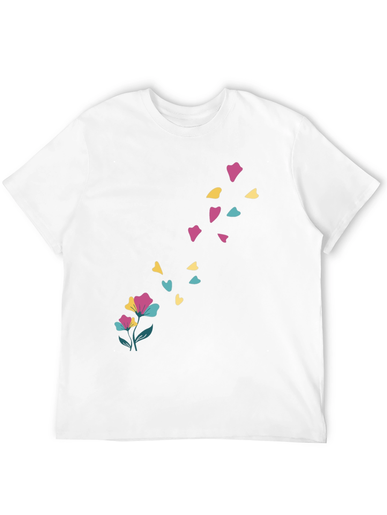 Floral Heart Petal Black T-Shirt