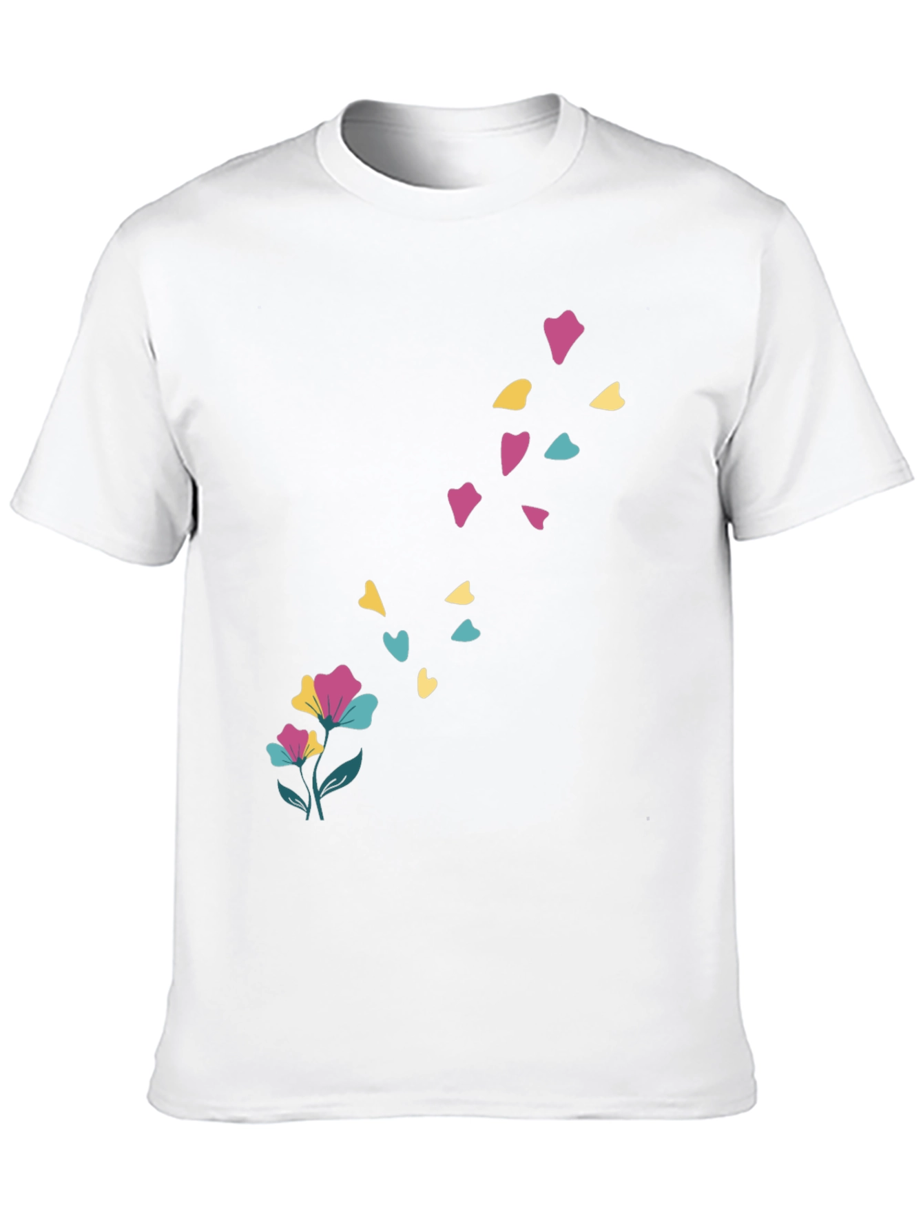 Floral Heart Petal Black T-Shirt
