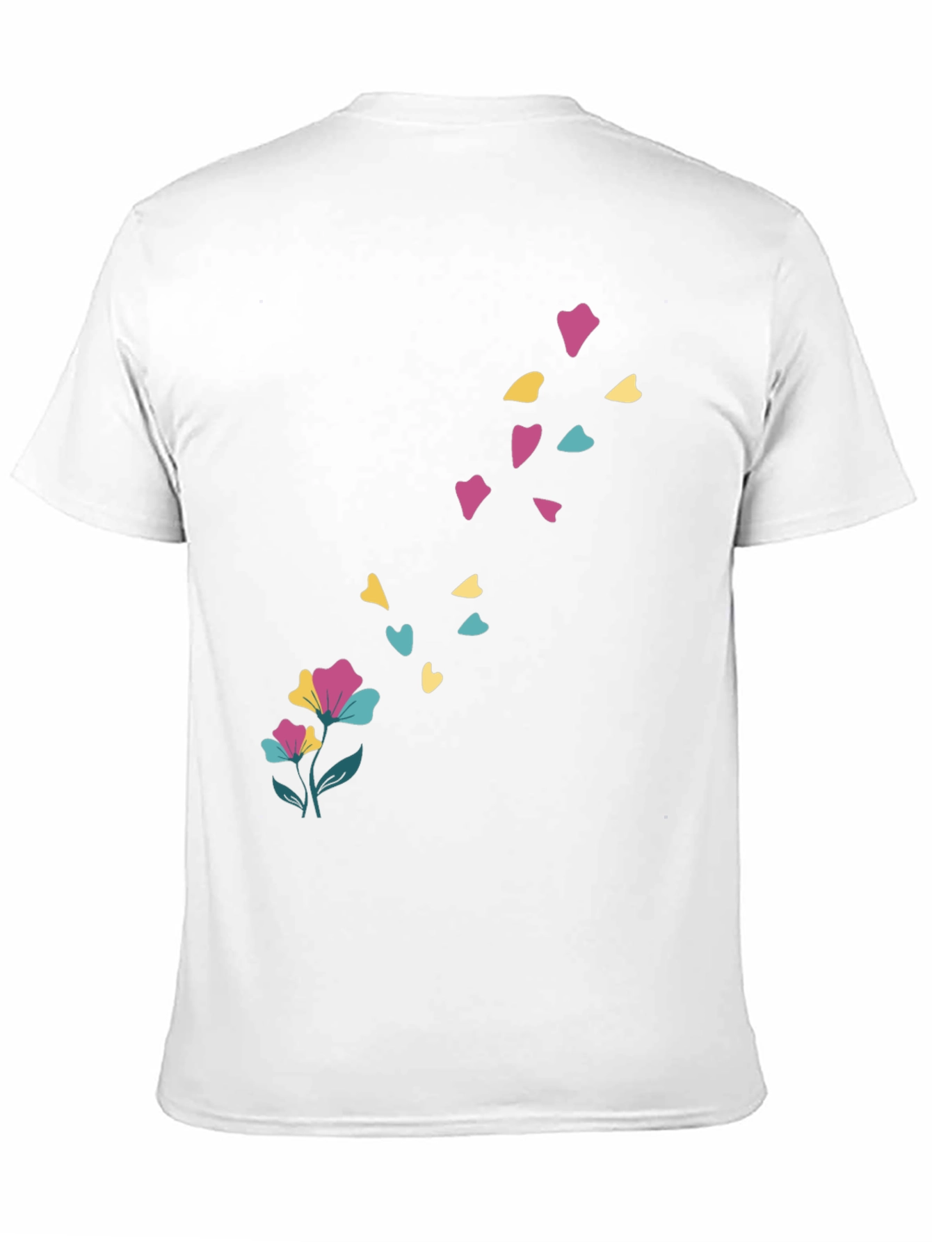 Floral Heart Petal Black T-Shirt