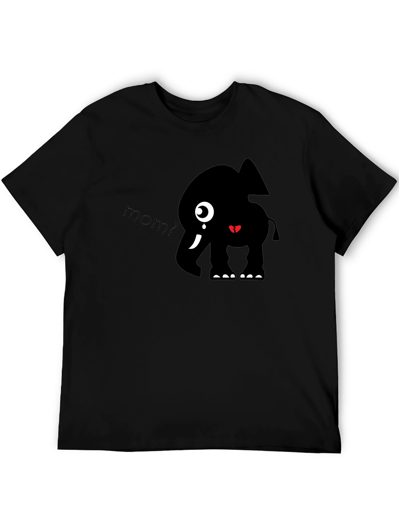 Cute Elephant Mom? Black Graphic T-Shirt