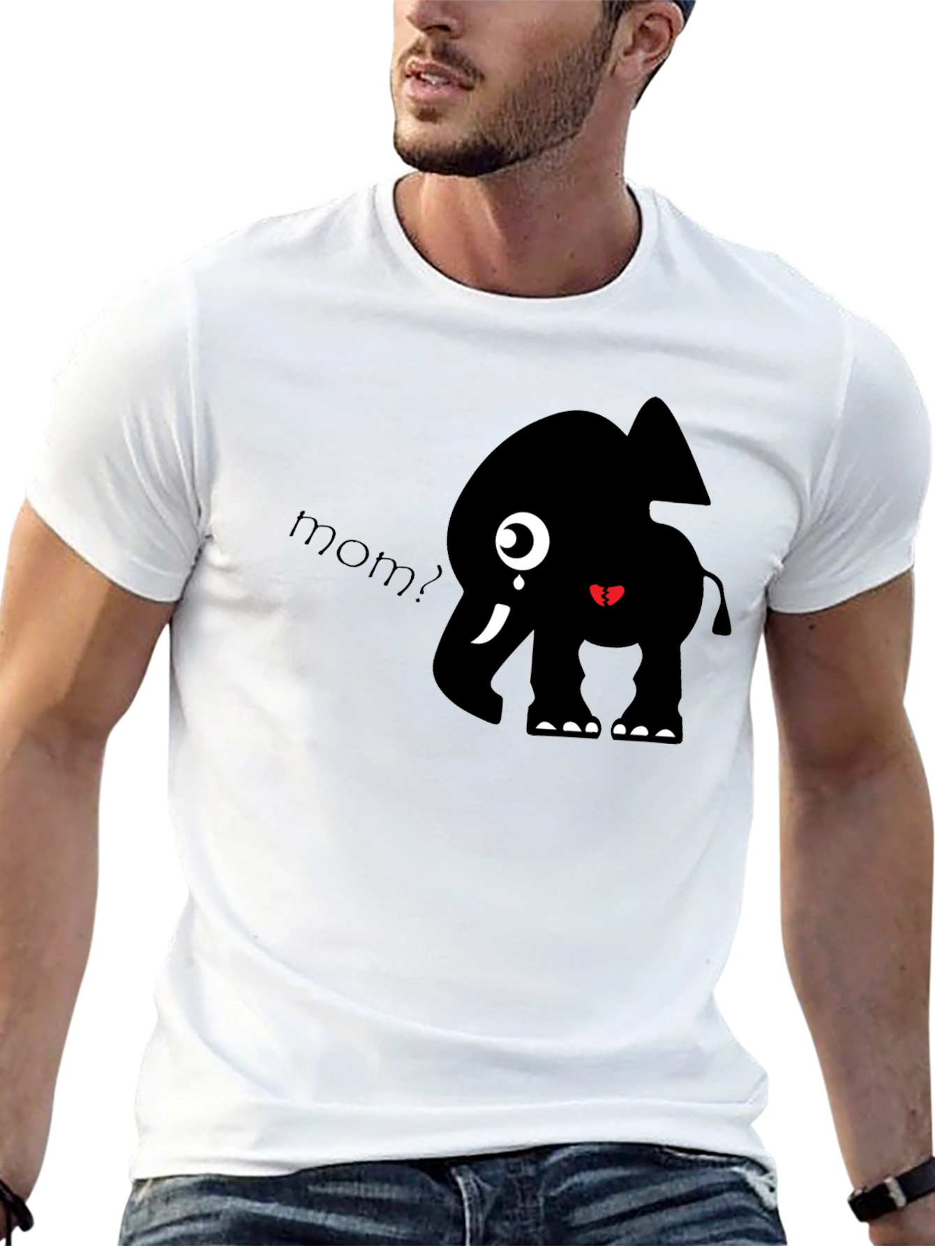 Cute Elephant Mom? Black Graphic T-Shirt