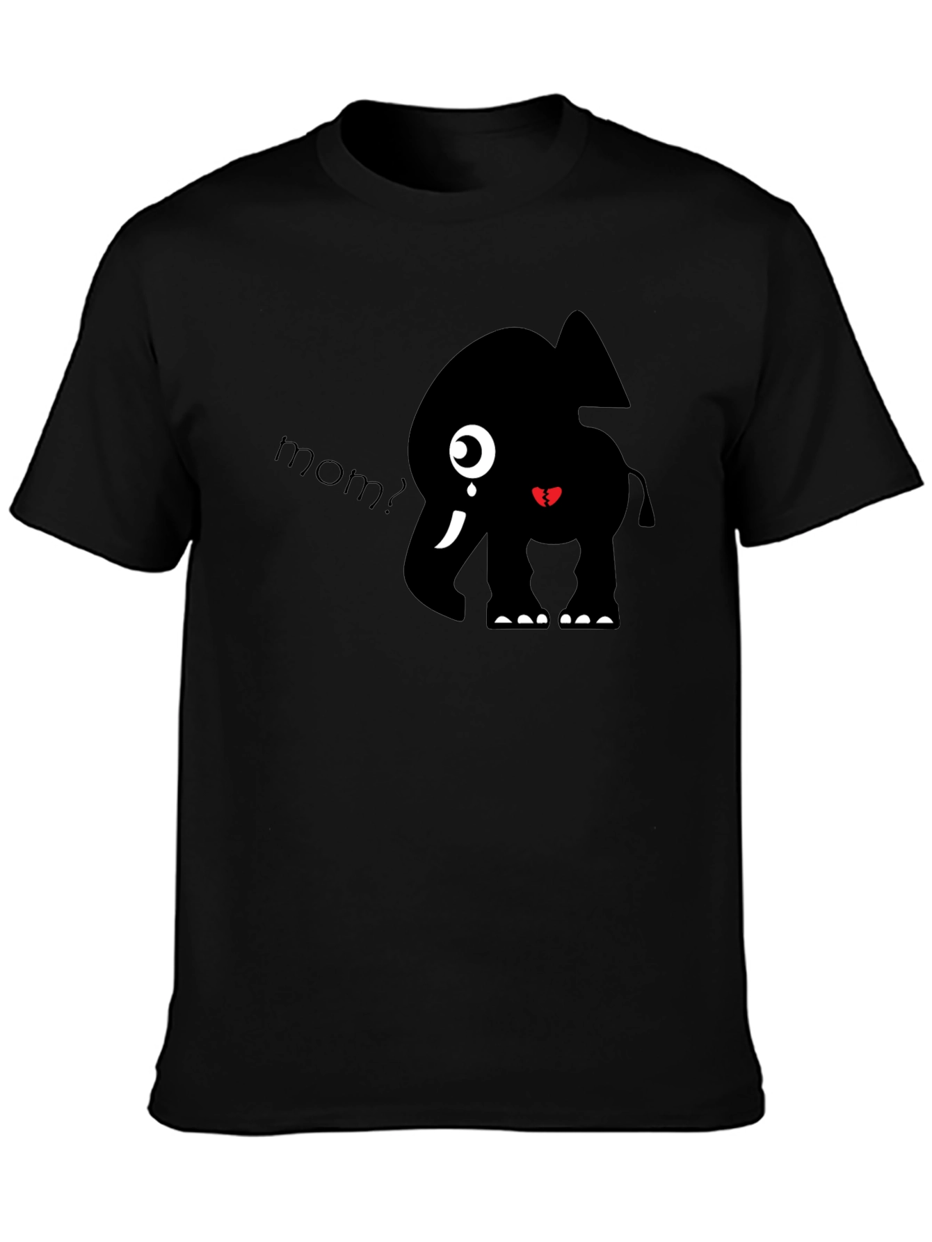 Cute Elephant Mom? Black Graphic T-Shirt