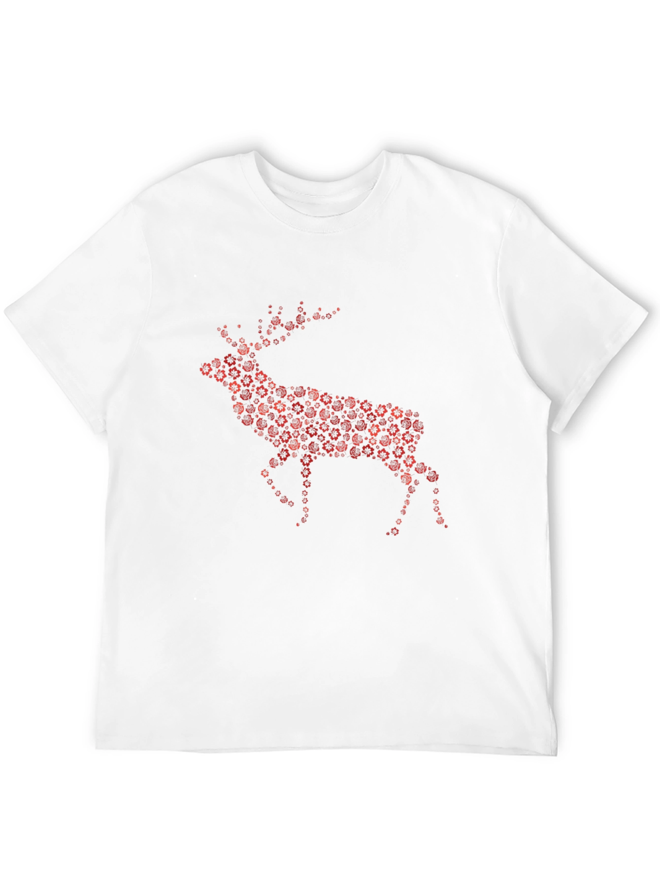 Floral Deer Graphic Tee - Black Cotton Blend
