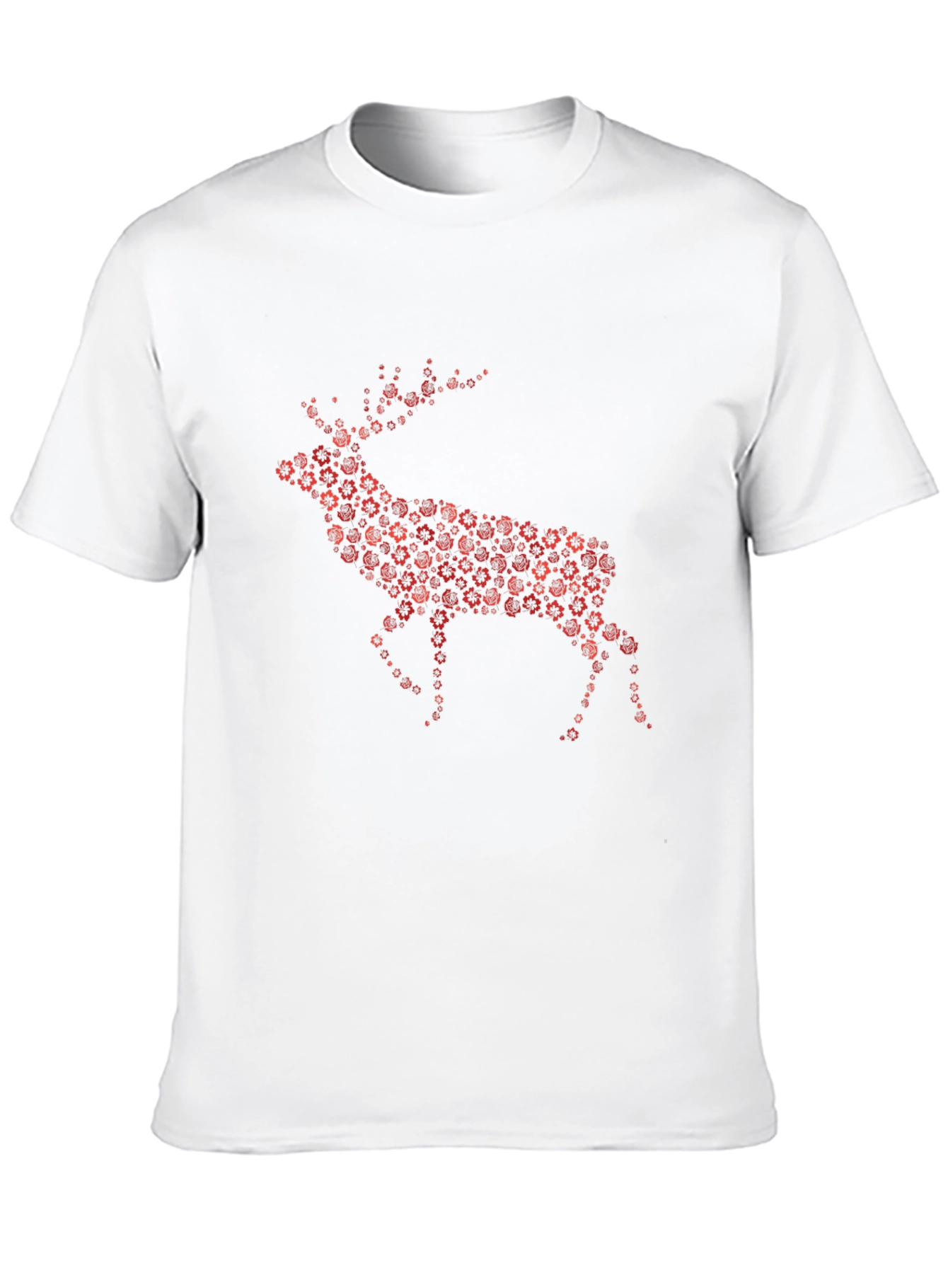 Floral Deer Graphic Tee - Black Cotton Blend