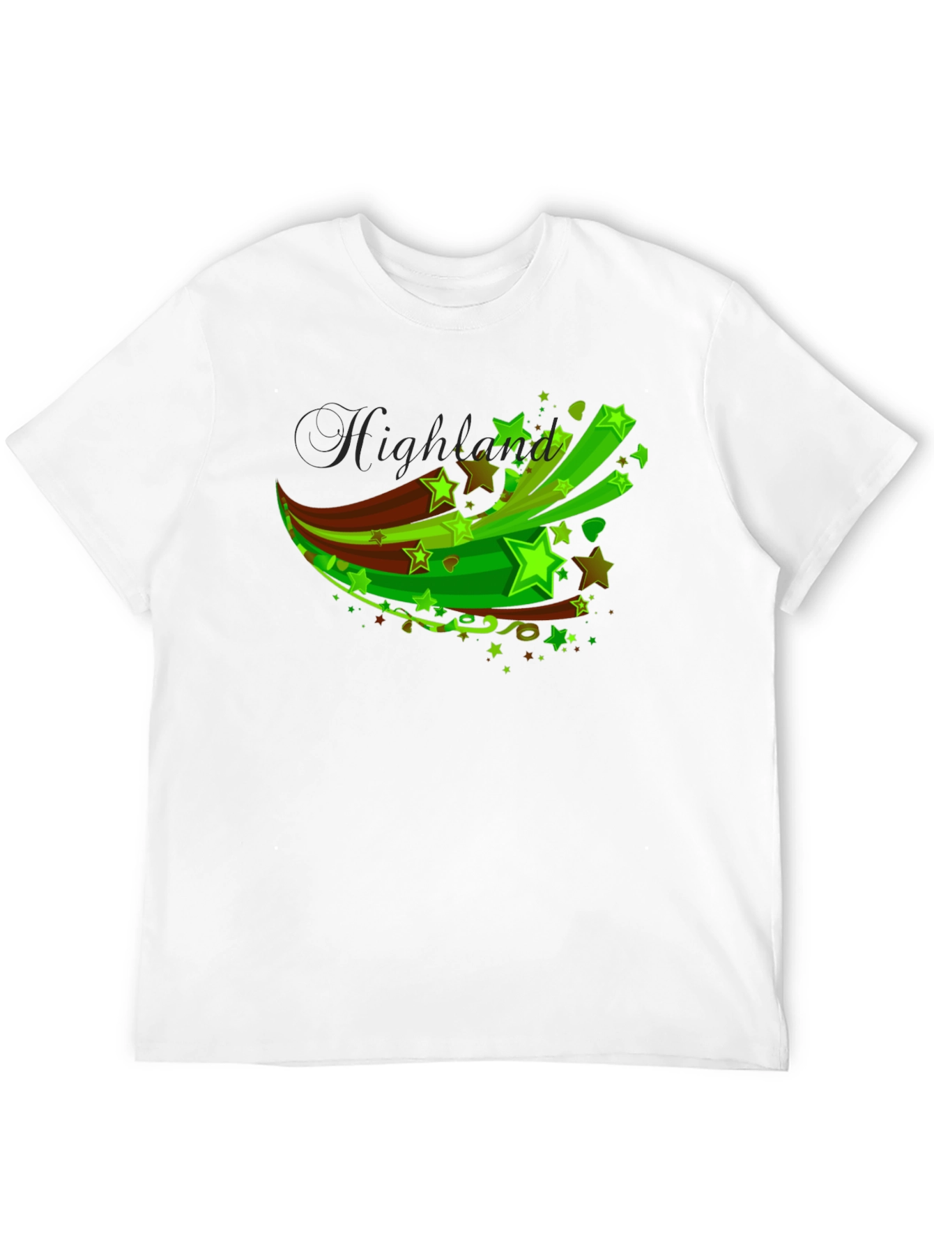 Mens Black T-Shirt with Green Star Graphic