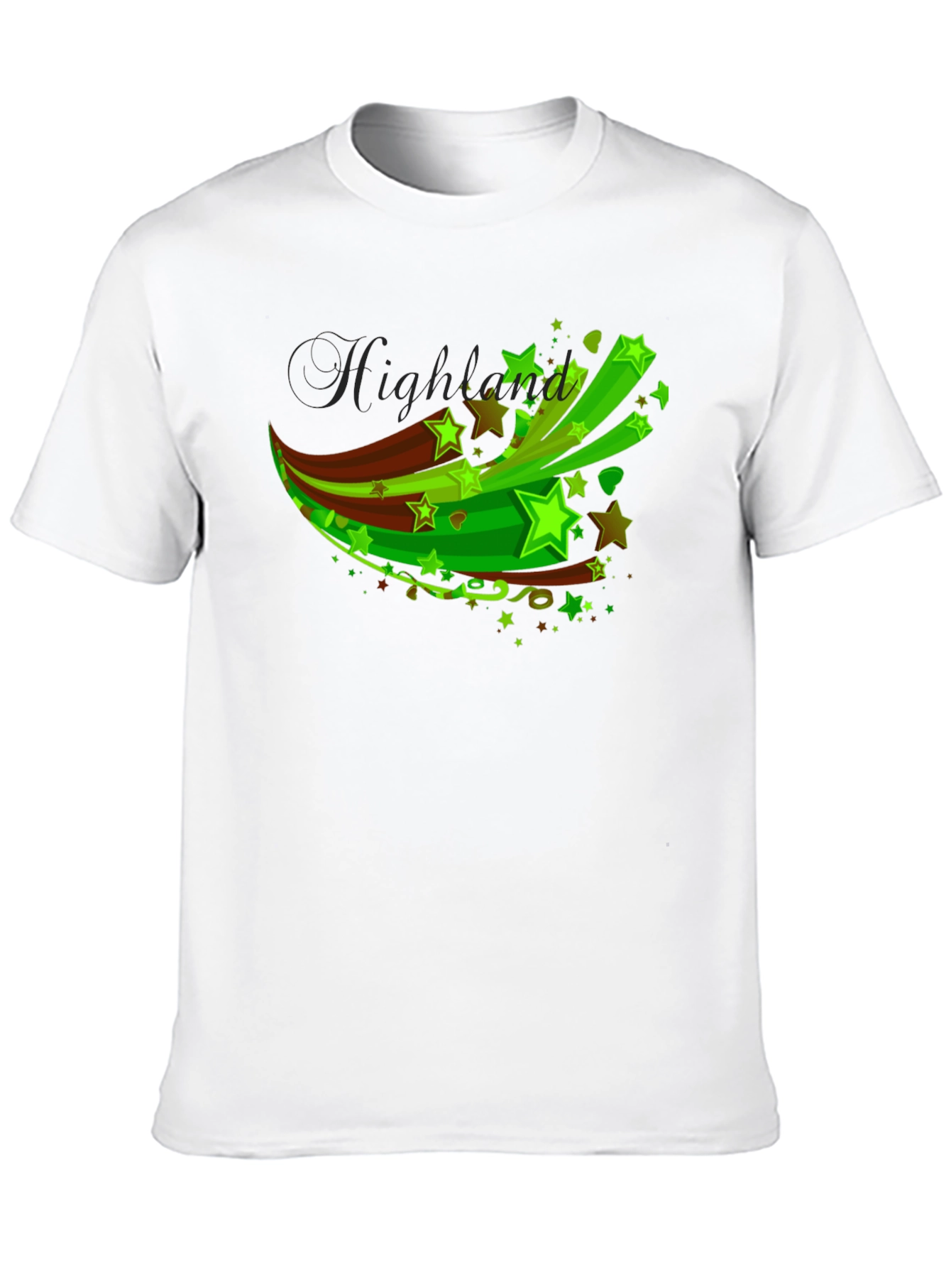 Mens Black T-Shirt with Green Star Graphic