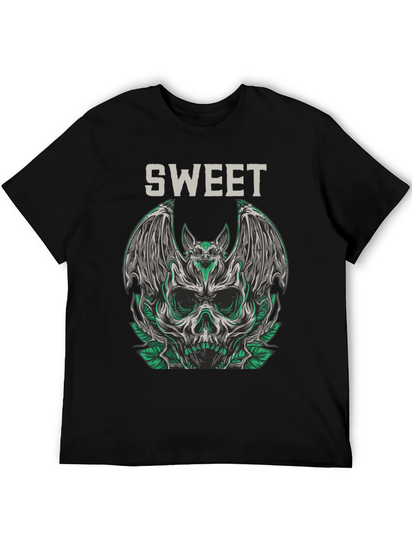 Sweet Skull Bat Graphic Tee - Mens Black T-Shirt