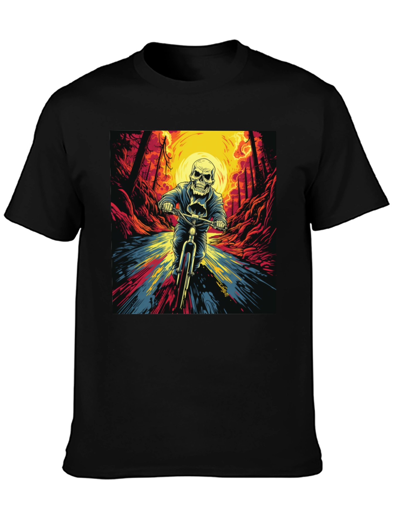 Skull Rider Graphic Tee - Black Cotton T-Shirt