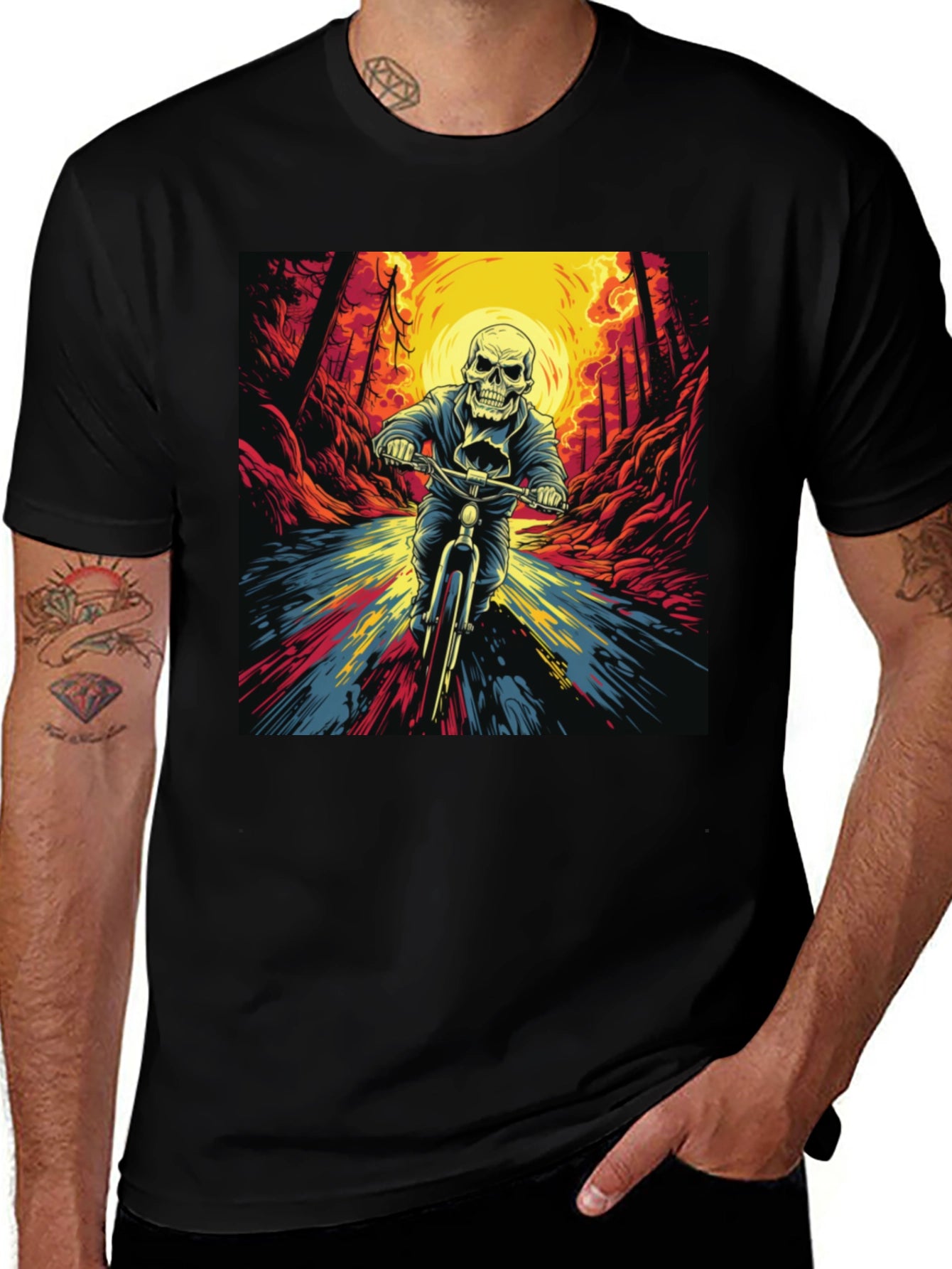 Skull Rider Graphic Tee - Black Cotton T-Shirt
